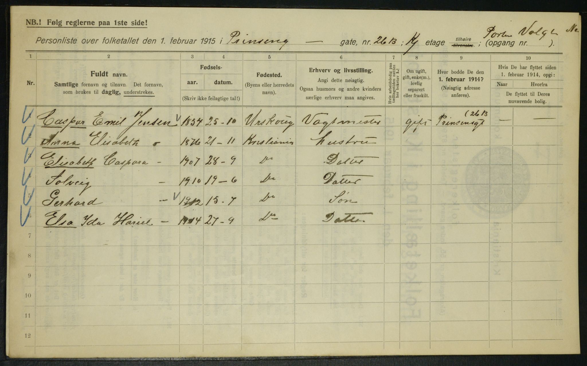 OBA, Kommunal folketelling 1.2.1915 for Kristiania, 1915, s. 81058