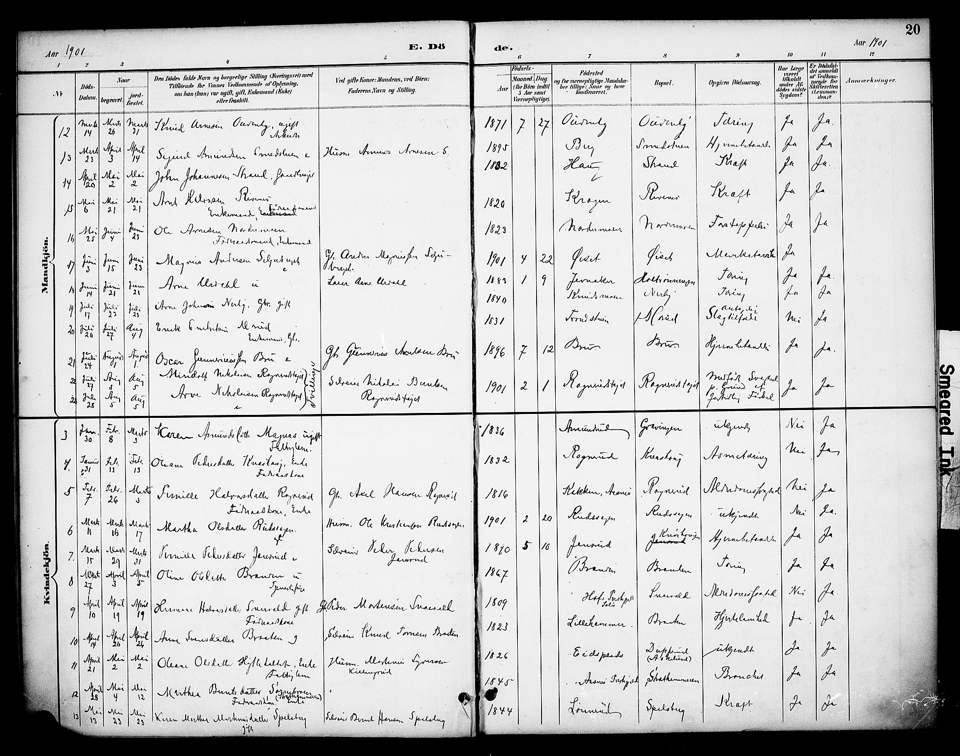 Våler prestekontor, Hedmark, AV/SAH-PREST-040/H/Ha/Haa/L0006: Ministerialbok nr. 6, 1894-1908, s. 20