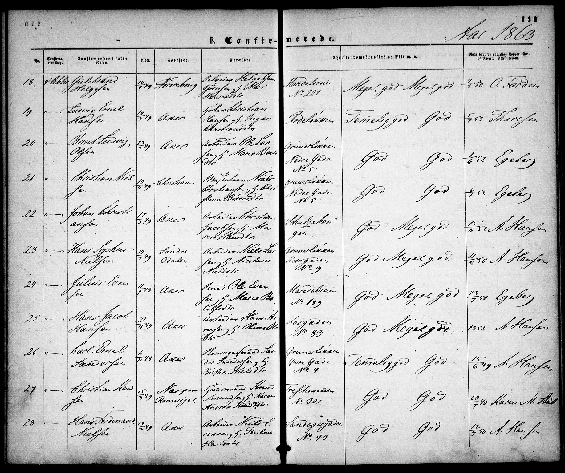 Gamle Aker prestekontor Kirkebøker, AV/SAO-A-10617a/F/L0001: Ministerialbok nr. 1, 1861-1865, s. 119