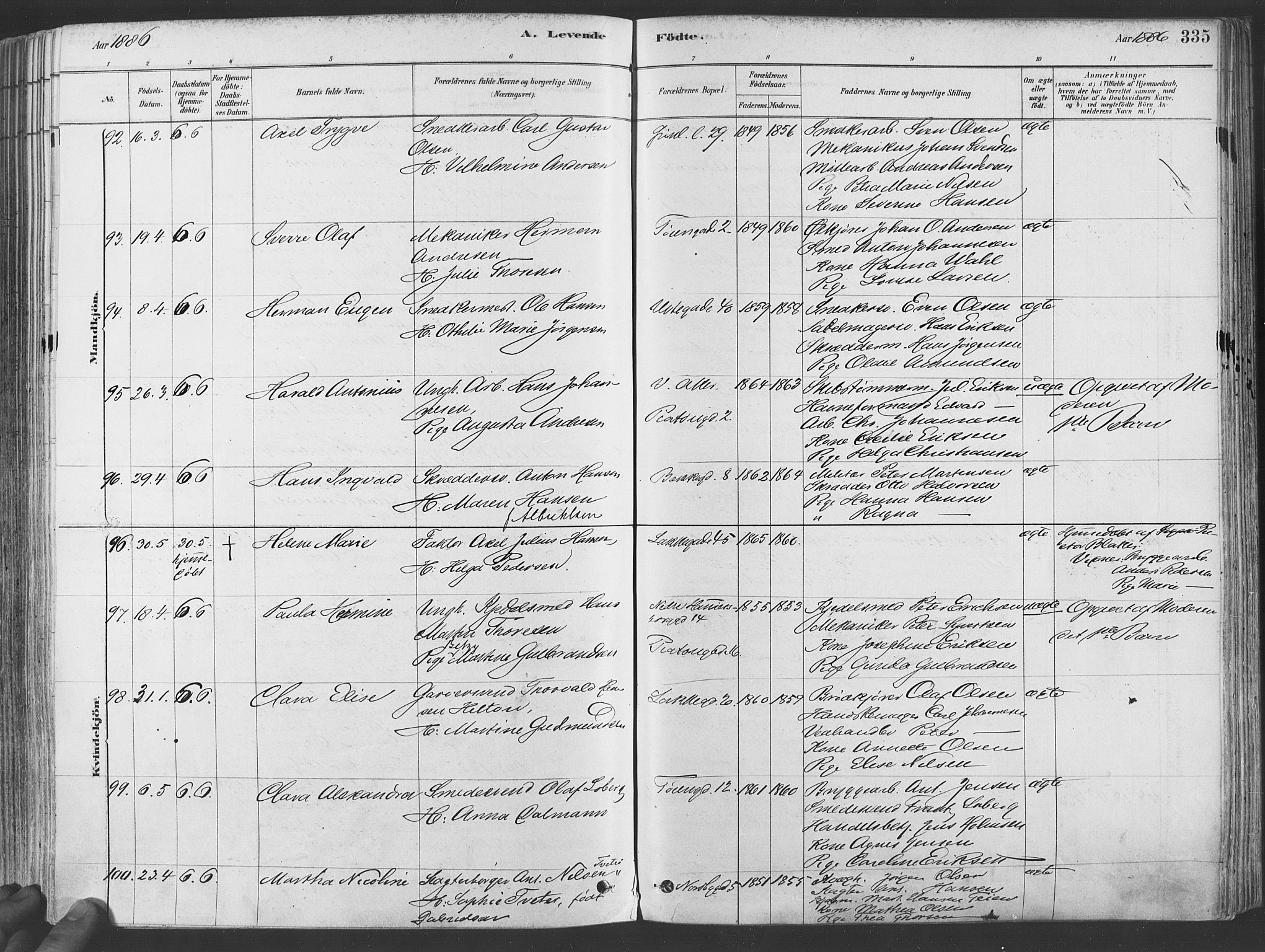 Grønland prestekontor Kirkebøker, AV/SAO-A-10848/F/Fa/L0007: Ministerialbok nr. 7, 1878-1888, s. 335