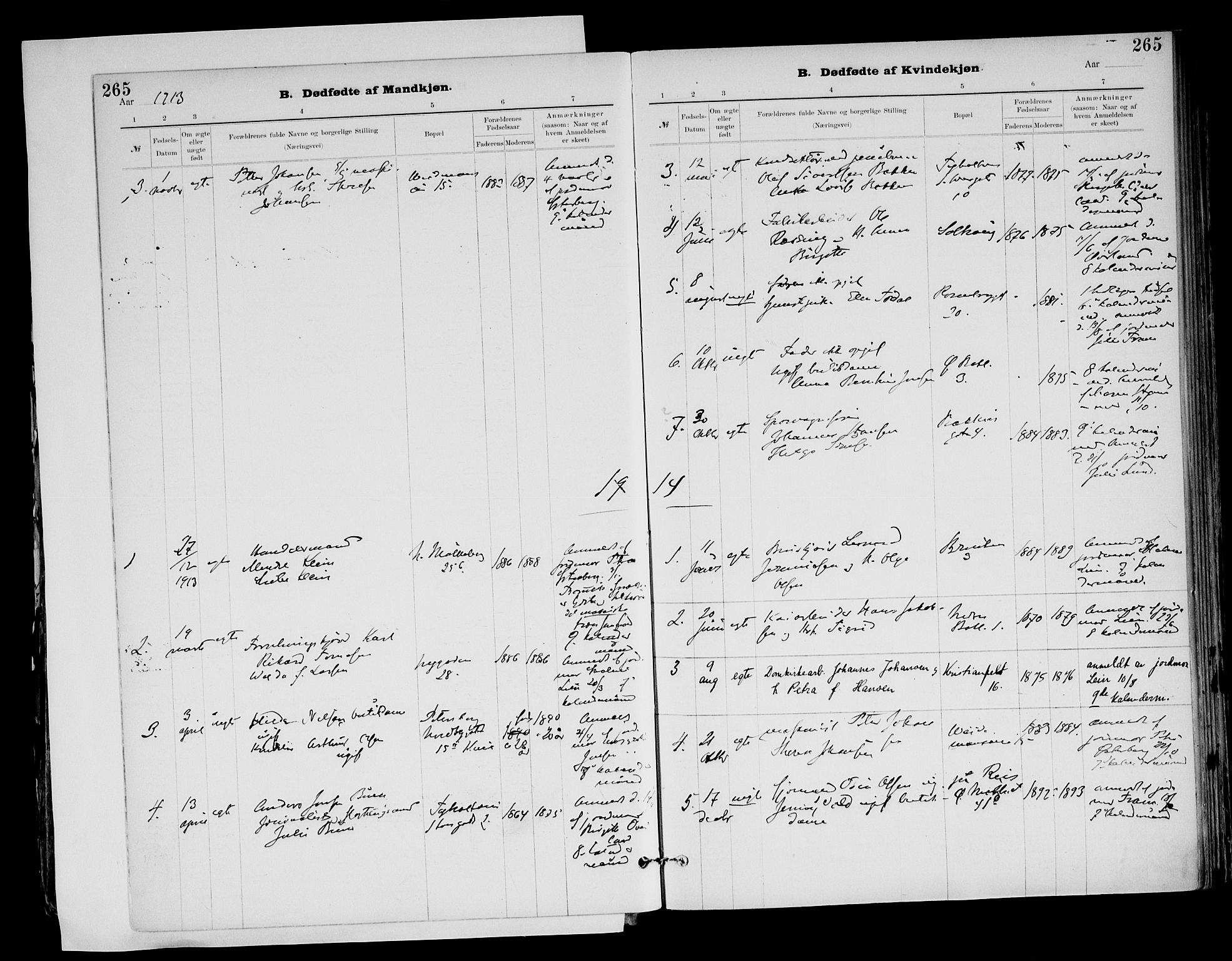 Ministerialprotokoller, klokkerbøker og fødselsregistre - Sør-Trøndelag, AV/SAT-A-1456/604/L0203: Ministerialbok nr. 604A23, 1908-1916, s. 265