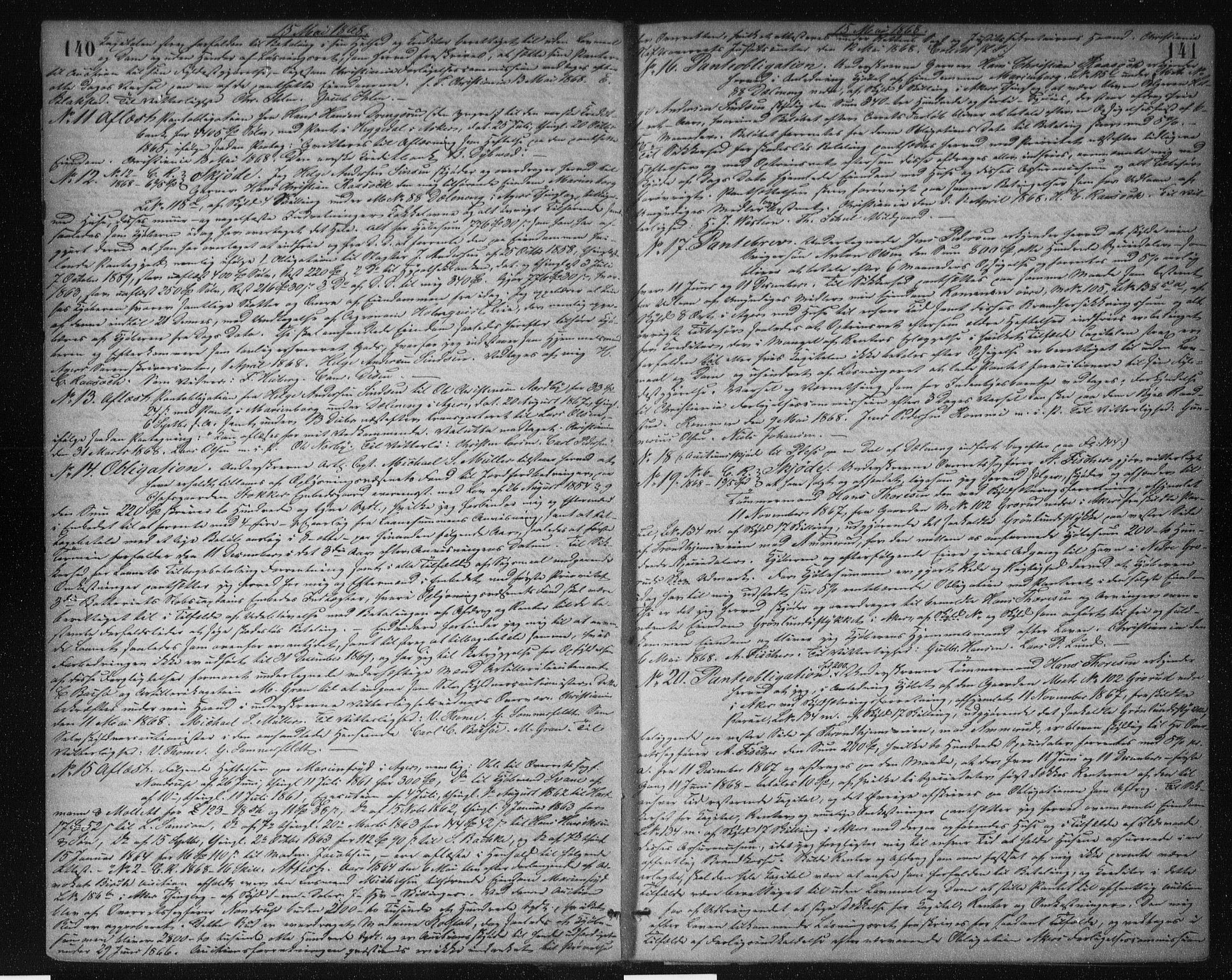 Aker sorenskriveri, SAO/A-10895/G/Gb/Gba/L0024: Pantebok nr. I 24, 1867-1871, s. 140-141