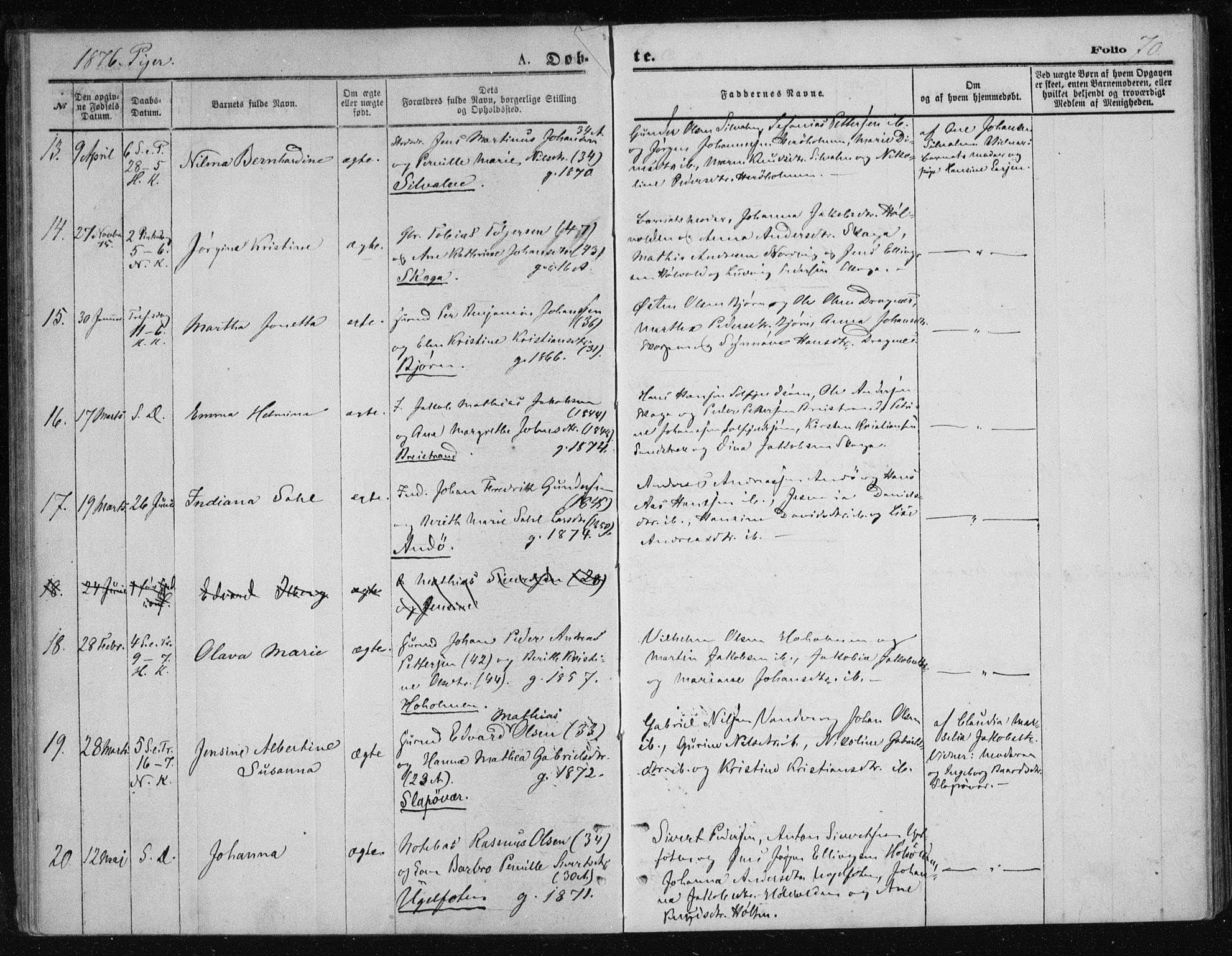 Ministerialprotokoller, klokkerbøker og fødselsregistre - Nordland, AV/SAT-A-1459/834/L0506: Ministerialbok nr. 834A04, 1872-1878, s. 70