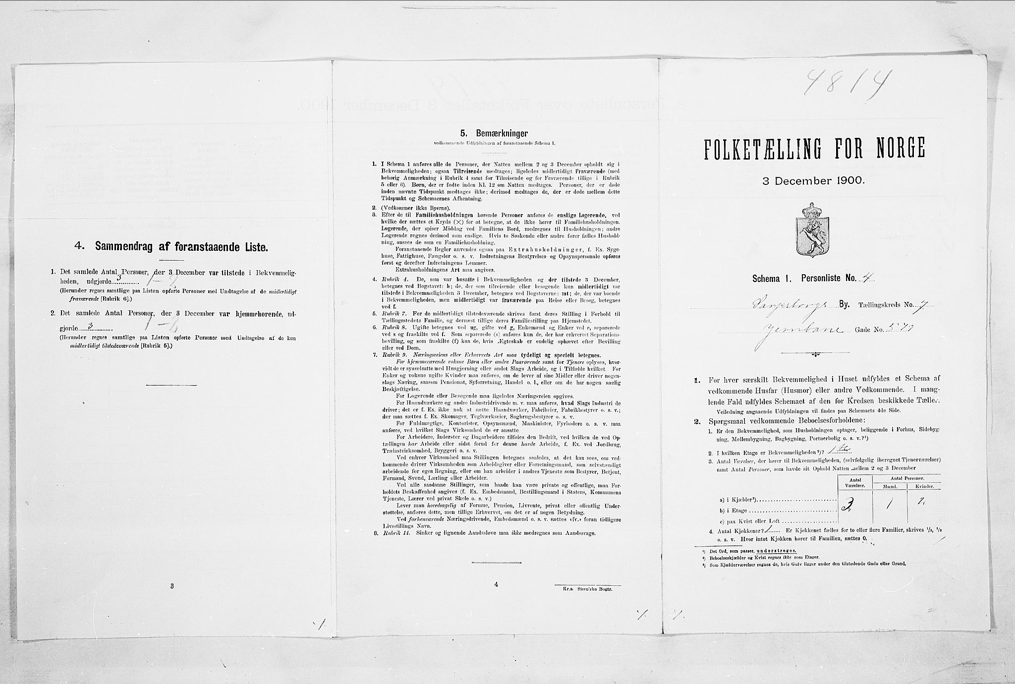 SAO, Folketelling 1900 for 0102 Sarpsborg kjøpstad, 1900