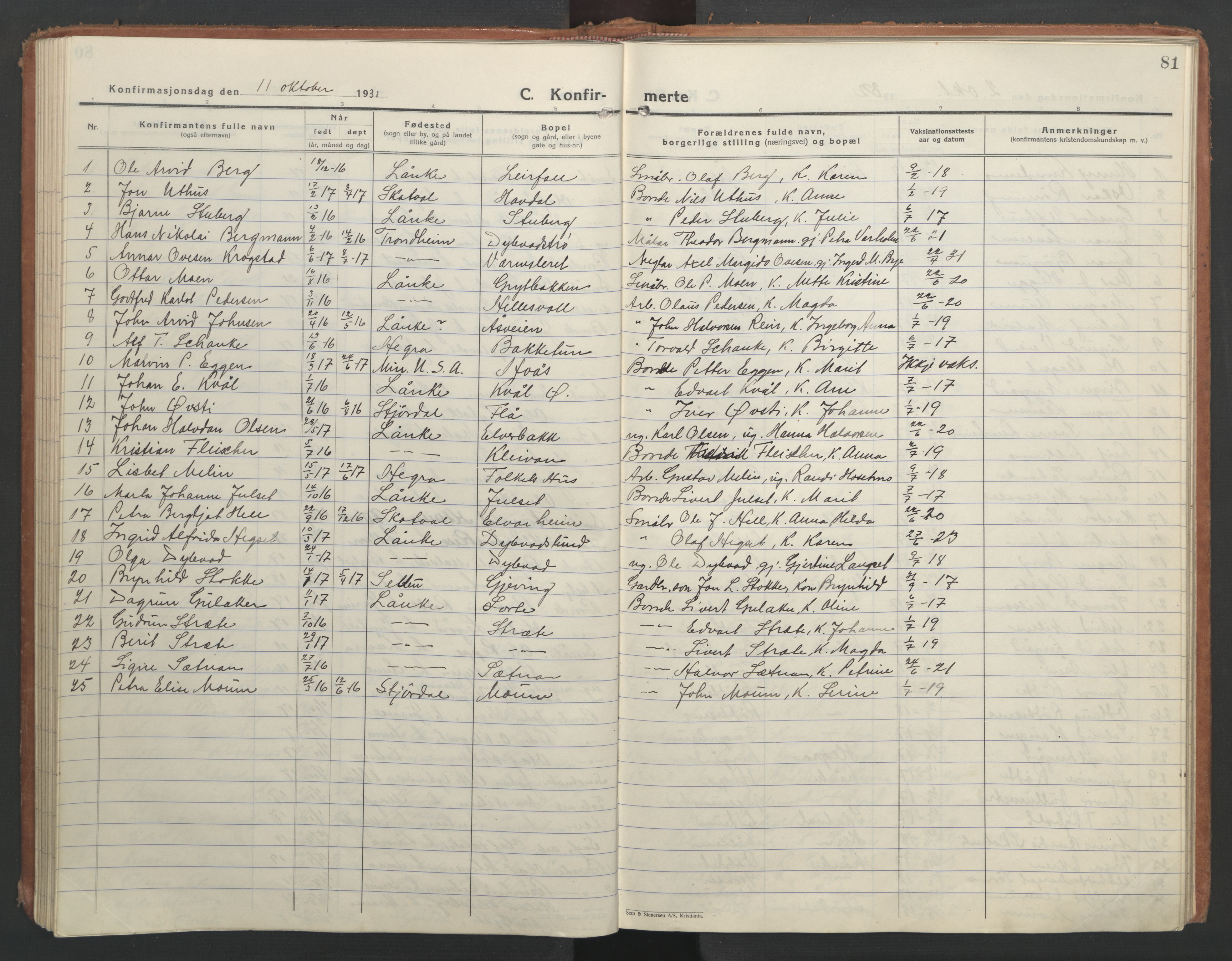 Ministerialprotokoller, klokkerbøker og fødselsregistre - Nord-Trøndelag, AV/SAT-A-1458/710/L0097: Klokkerbok nr. 710C02, 1925-1955, s. 81