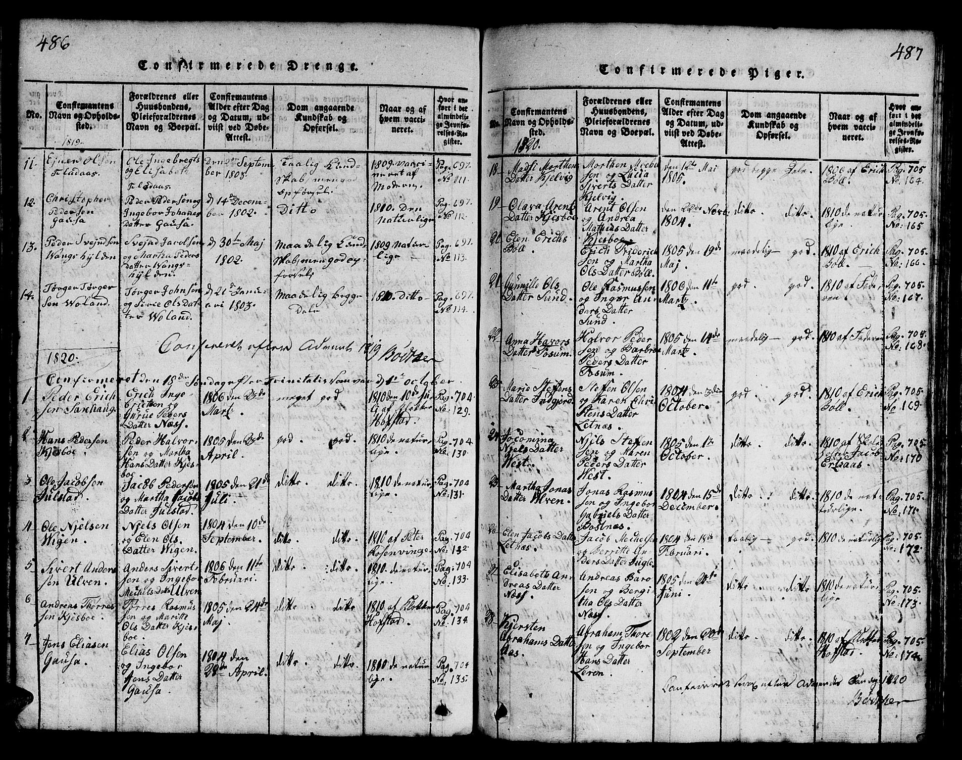 Ministerialprotokoller, klokkerbøker og fødselsregistre - Nord-Trøndelag, SAT/A-1458/730/L0298: Klokkerbok nr. 730C01, 1816-1849, s. 486-487