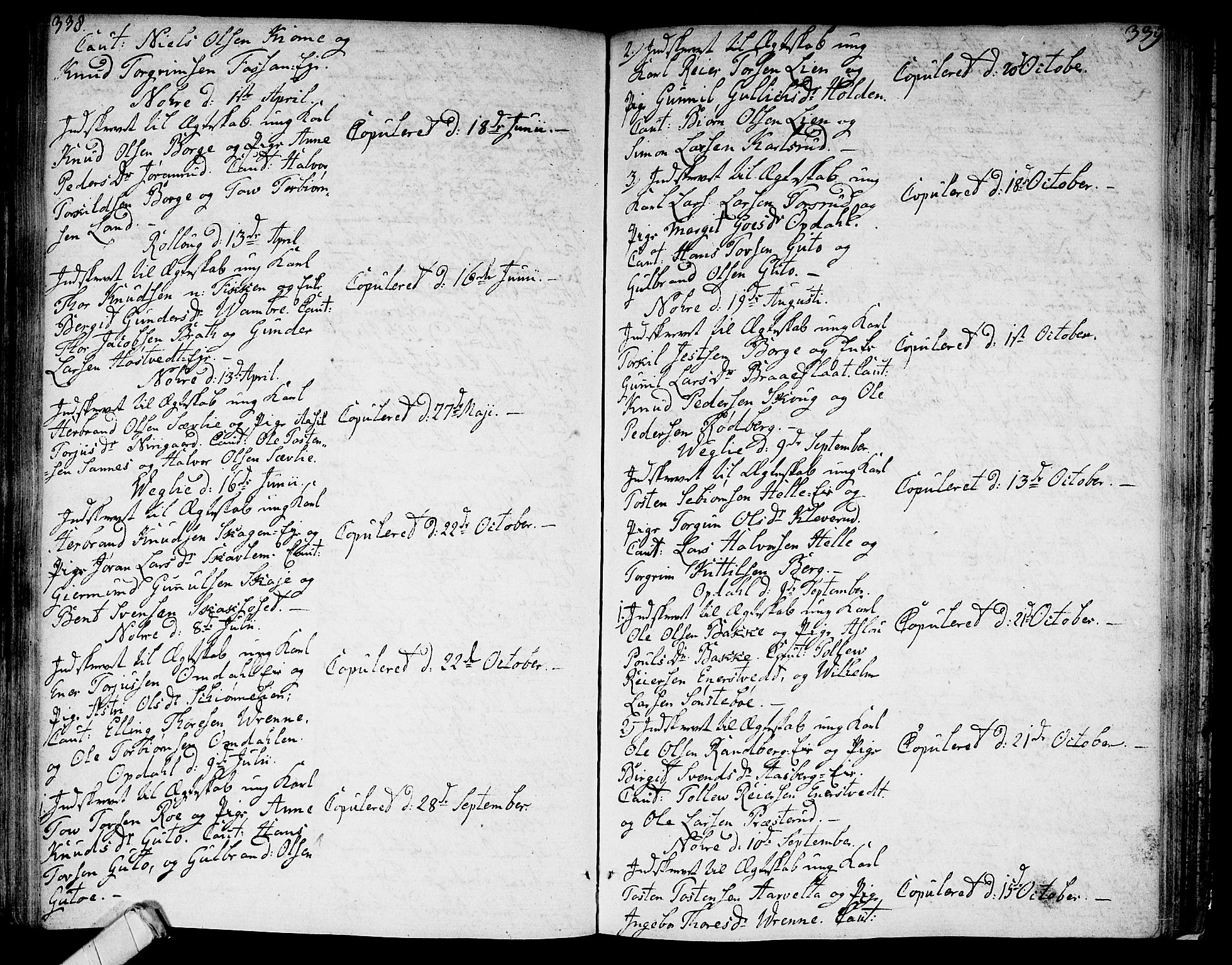 Rollag kirkebøker, SAKO/A-240/F/Fa/L0005: Ministerialbok nr. I 5, 1792-1814, s. 338-339