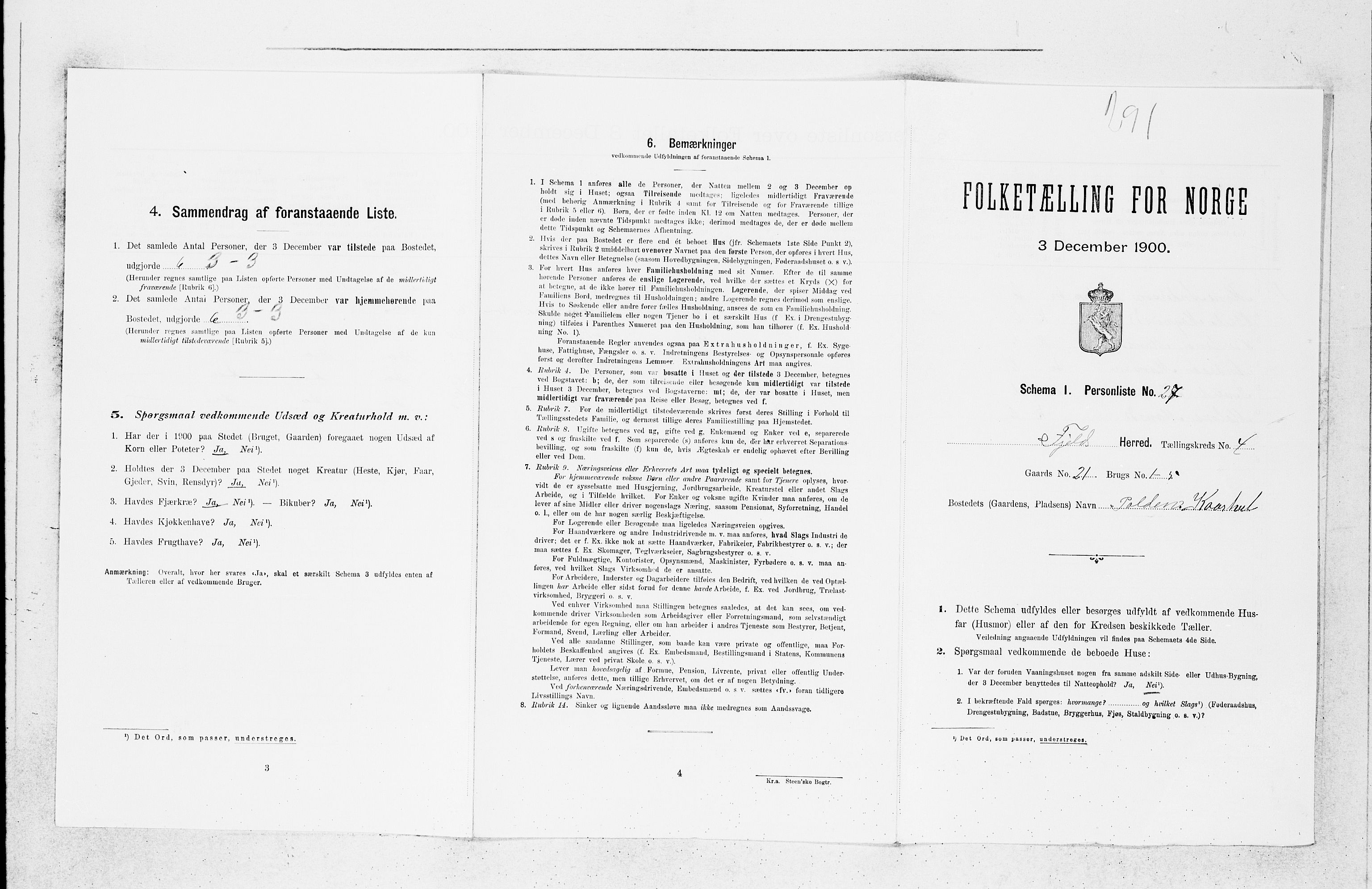 SAB, Folketelling 1900 for 1246 Fjell herred, 1900, s. 490