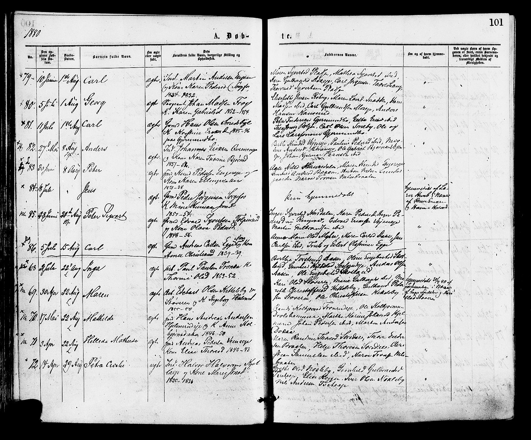 Norderhov kirkebøker, AV/SAKO-A-237/F/Fa/L0015: Ministerialbok nr. 15, 1875-1884, s. 101