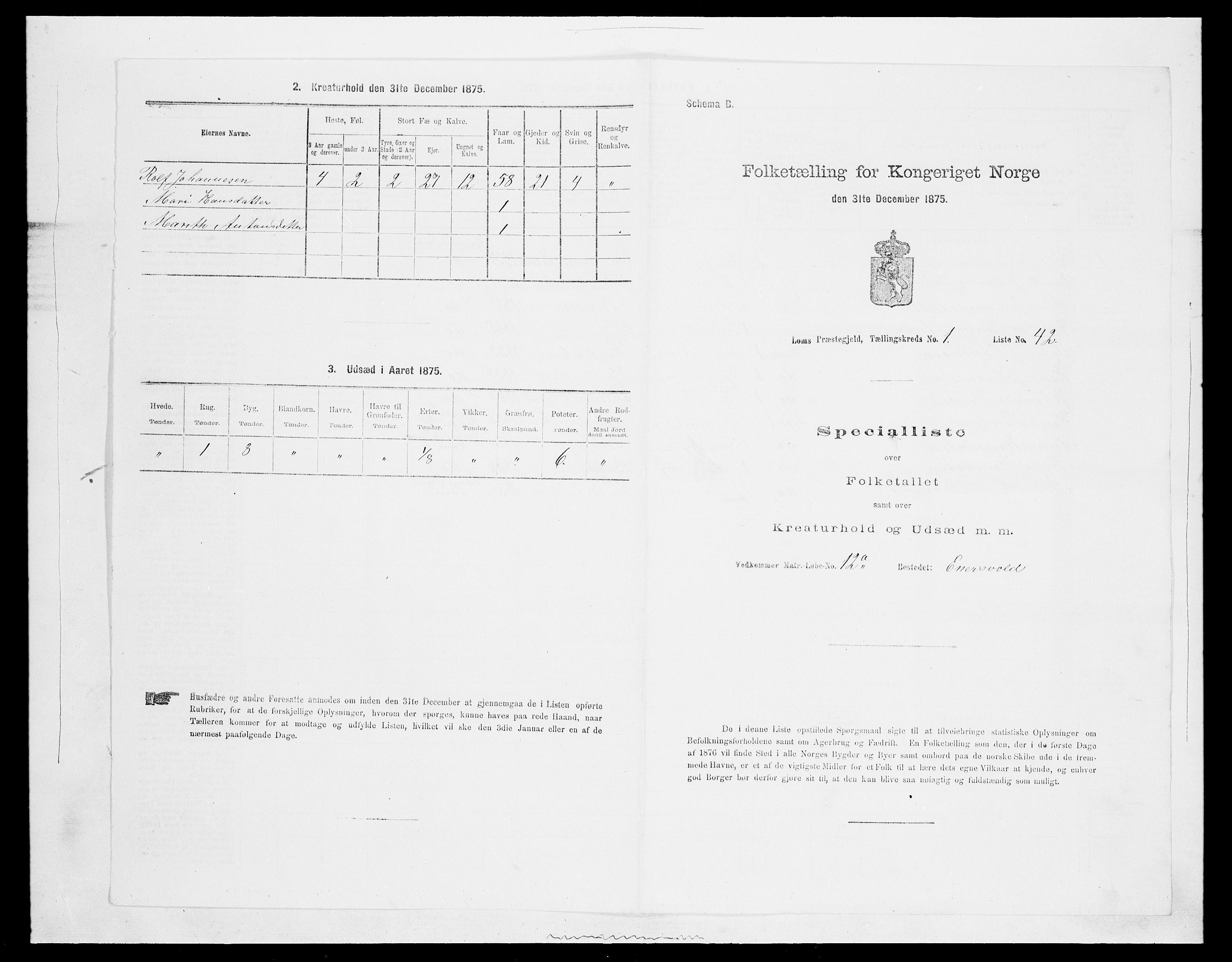 SAH, Folketelling 1875 for 0514P Lom prestegjeld, 1875, s. 143