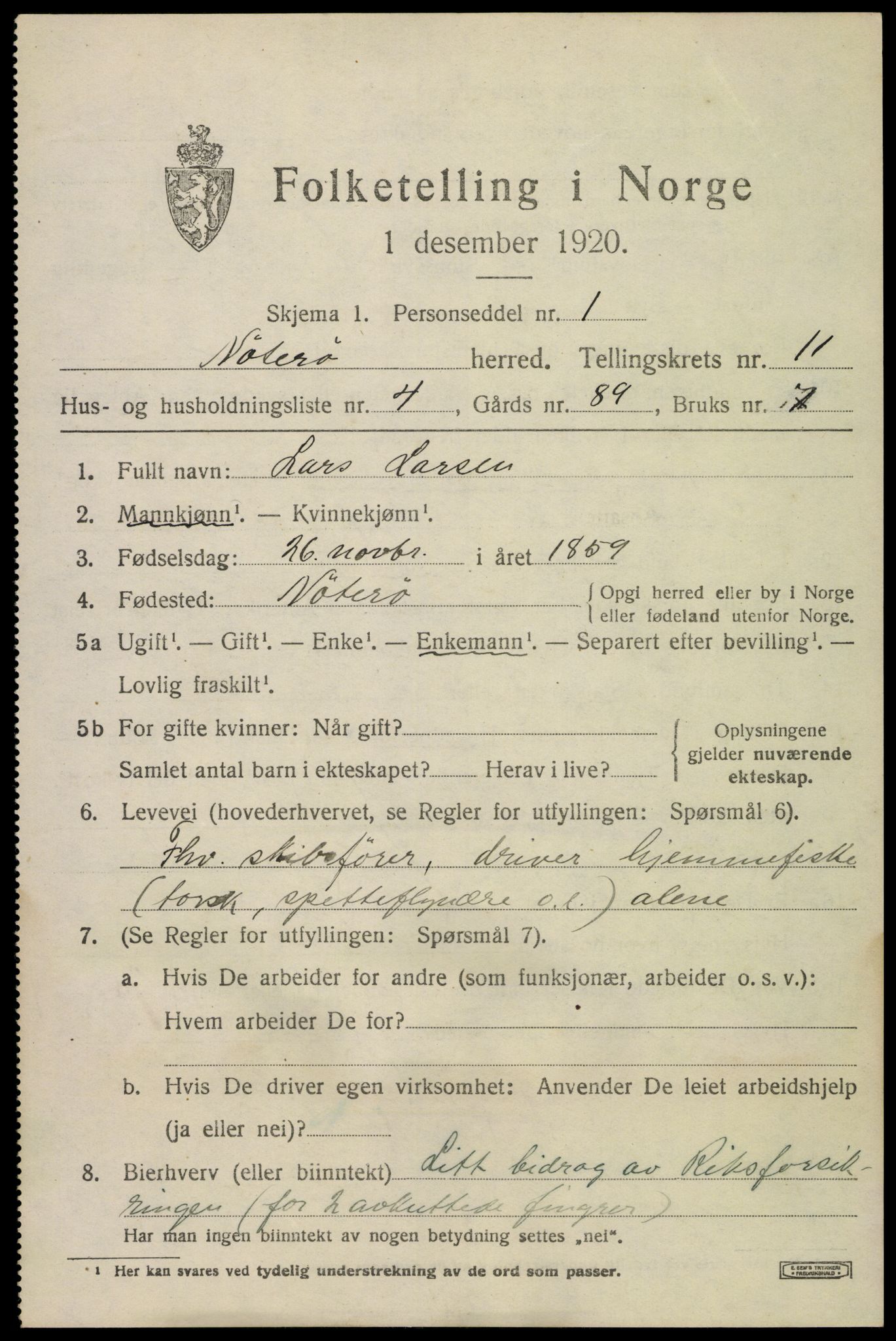 SAKO, Folketelling 1920 for 0722 Nøtterøy herred, 1920, s. 13597