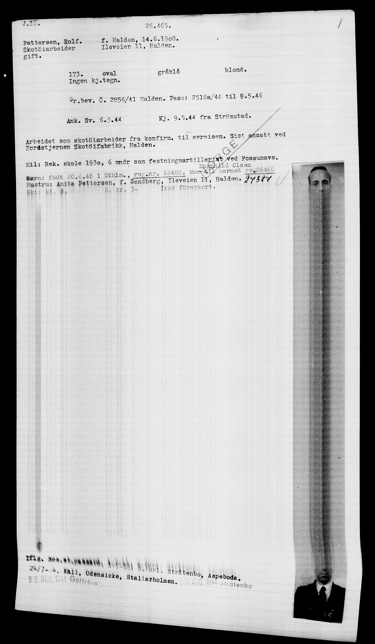 Den Kgl. Norske Legasjons Flyktningskontor, RA/S-6753/V/Va/L0011: Kjesäterkartoteket.  Flyktningenr. 25300-28349, 1940-1945, s. 1226