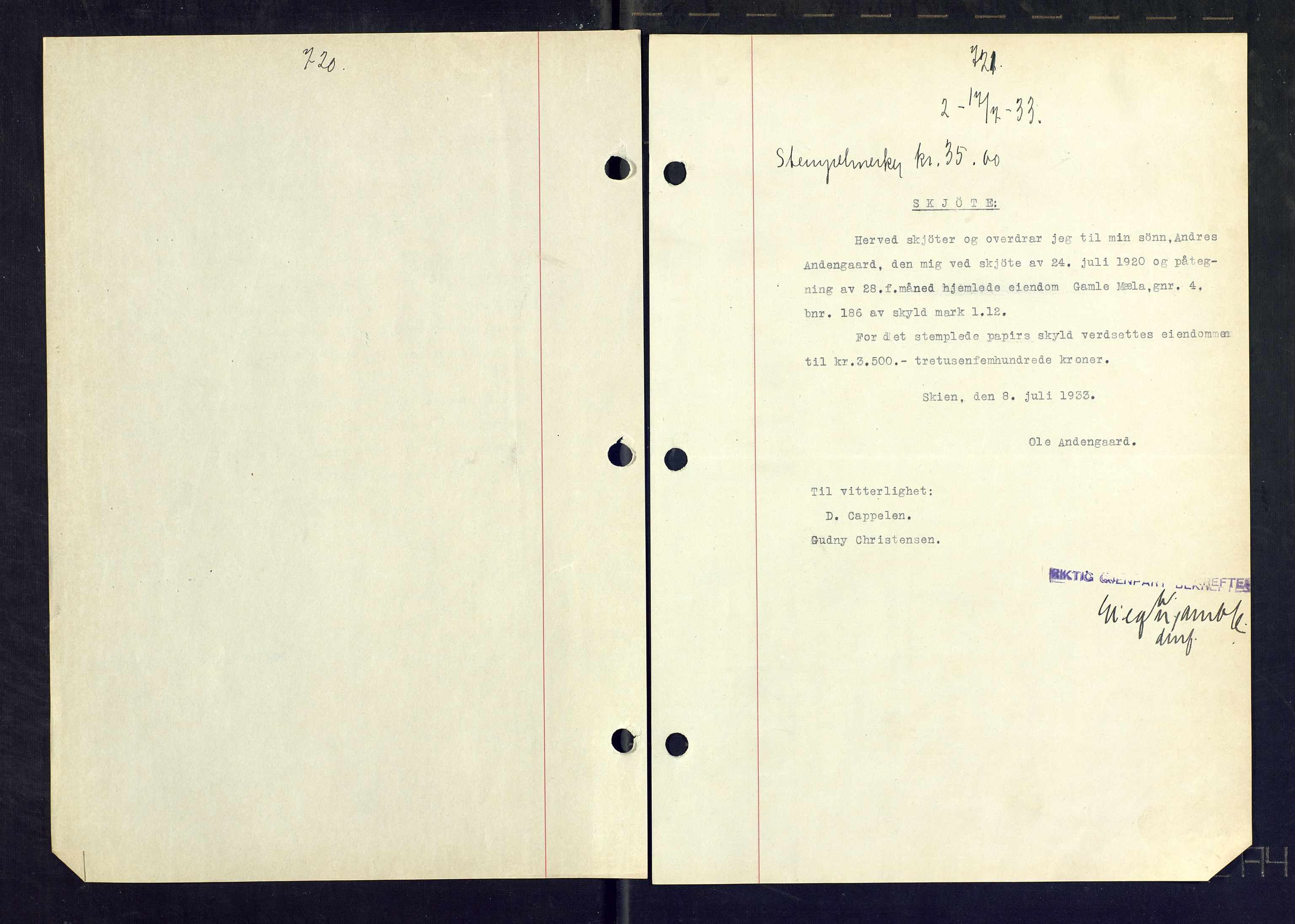 Gjerpen sorenskriveri, SAKO/A-216/G/Ga/Gaa/L0059: Pantebok nr. I 59-60 og 62, 1932-1934, Tingl.dato: 17.07.1933
