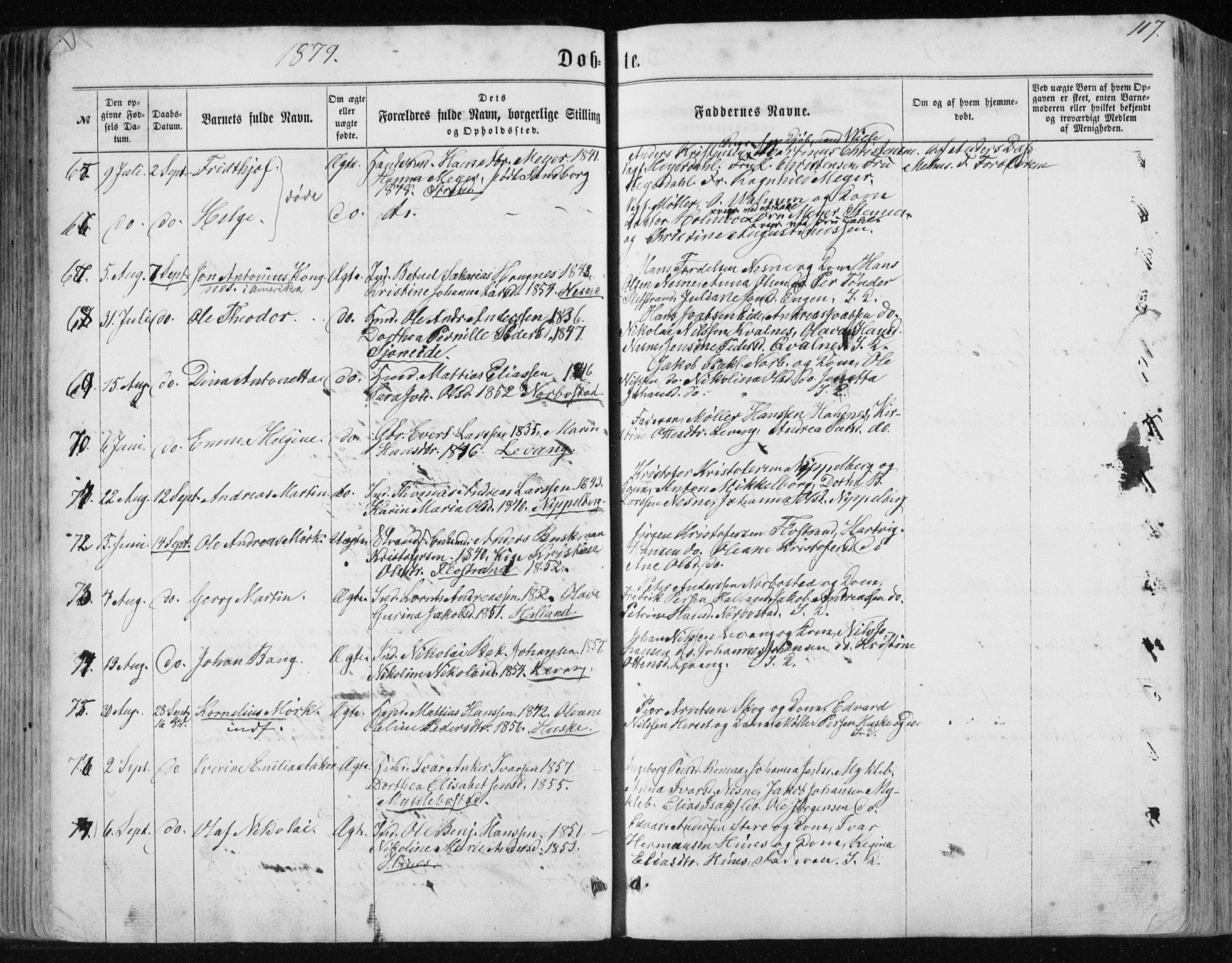 Ministerialprotokoller, klokkerbøker og fødselsregistre - Nordland, AV/SAT-A-1459/838/L0556: Klokkerbok nr. 838C03, 1861-1893, s. 117