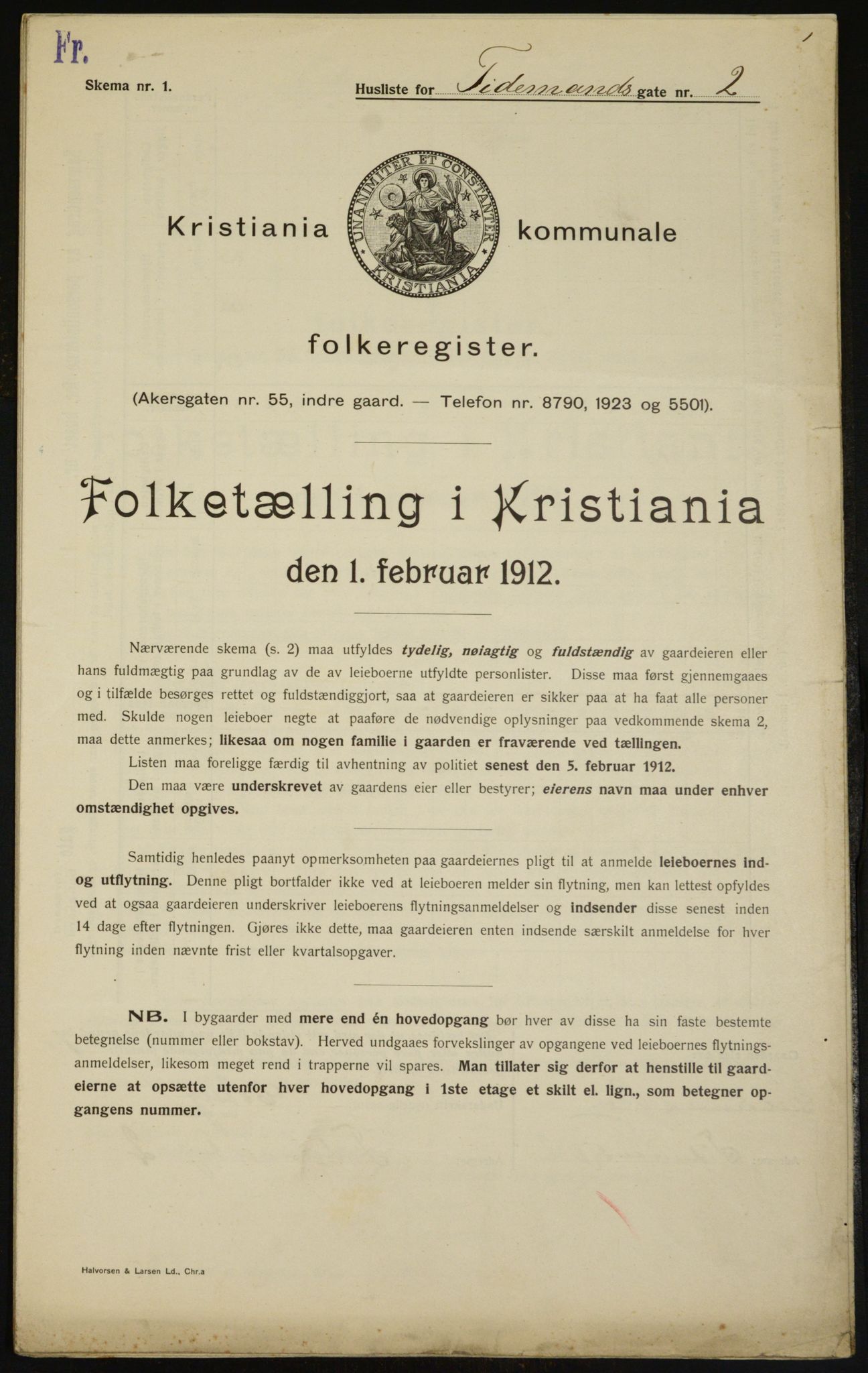 OBA, Kommunal folketelling 1.2.1912 for Kristiania, 1912, s. 111363