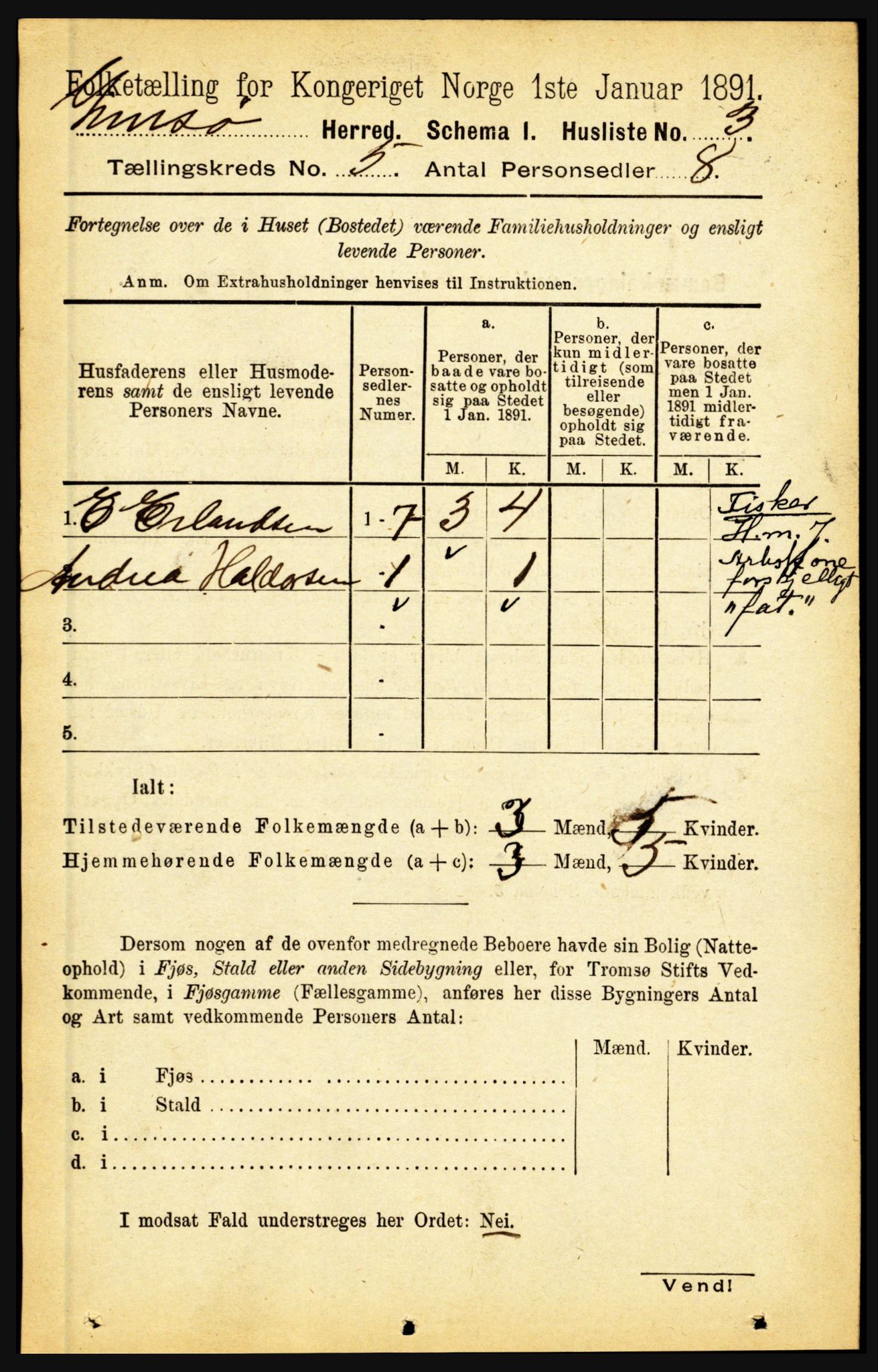 RA, Folketelling 1891 for 1864 Gimsøy herred, 1891, s. 810