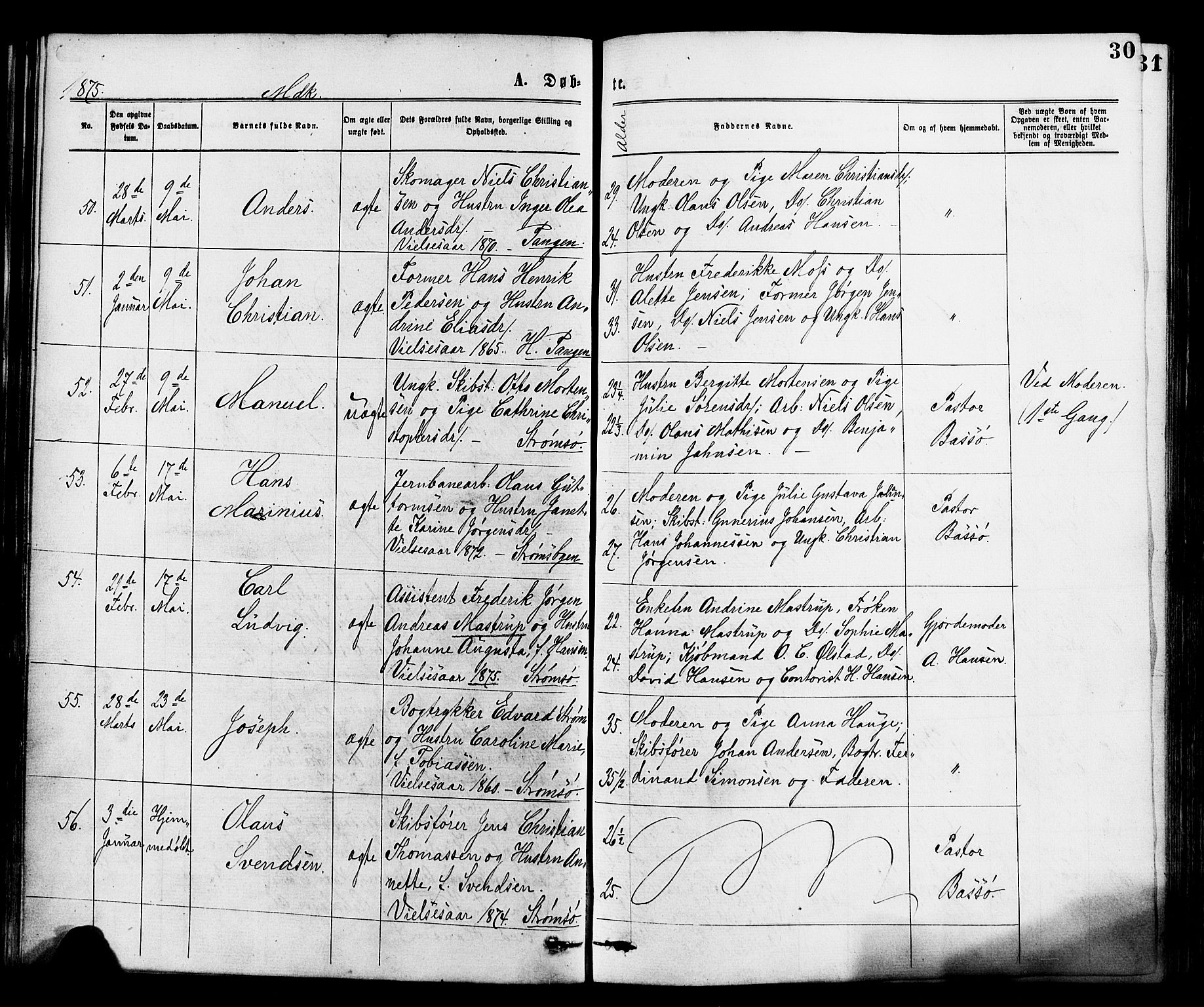 Strømsø kirkebøker, AV/SAKO-A-246/F/Fa/L0019: Ministerialbok nr. I 19, 1874-1877, s. 30