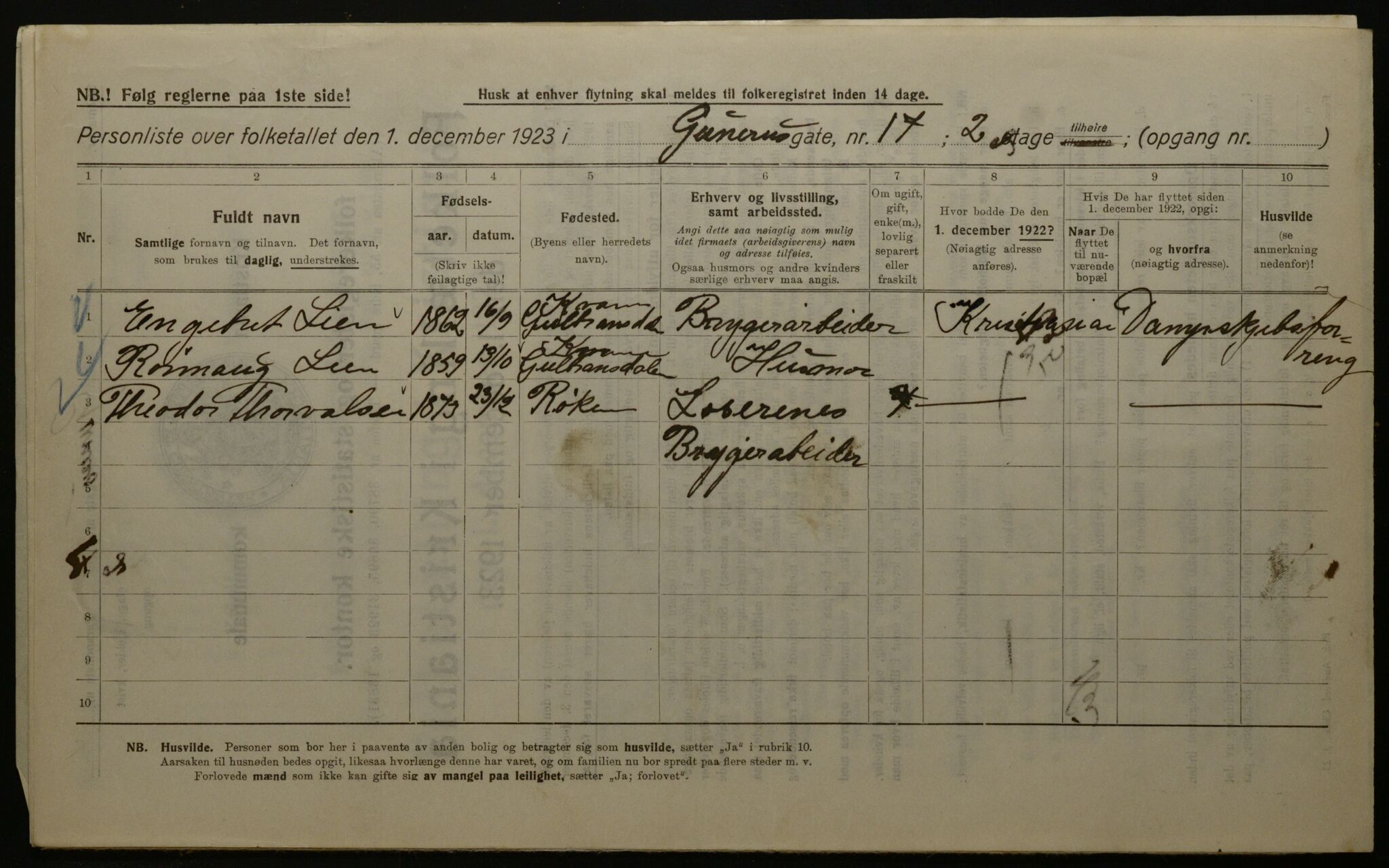 OBA, Kommunal folketelling 1.12.1923 for Kristiania, 1923, s. 6196