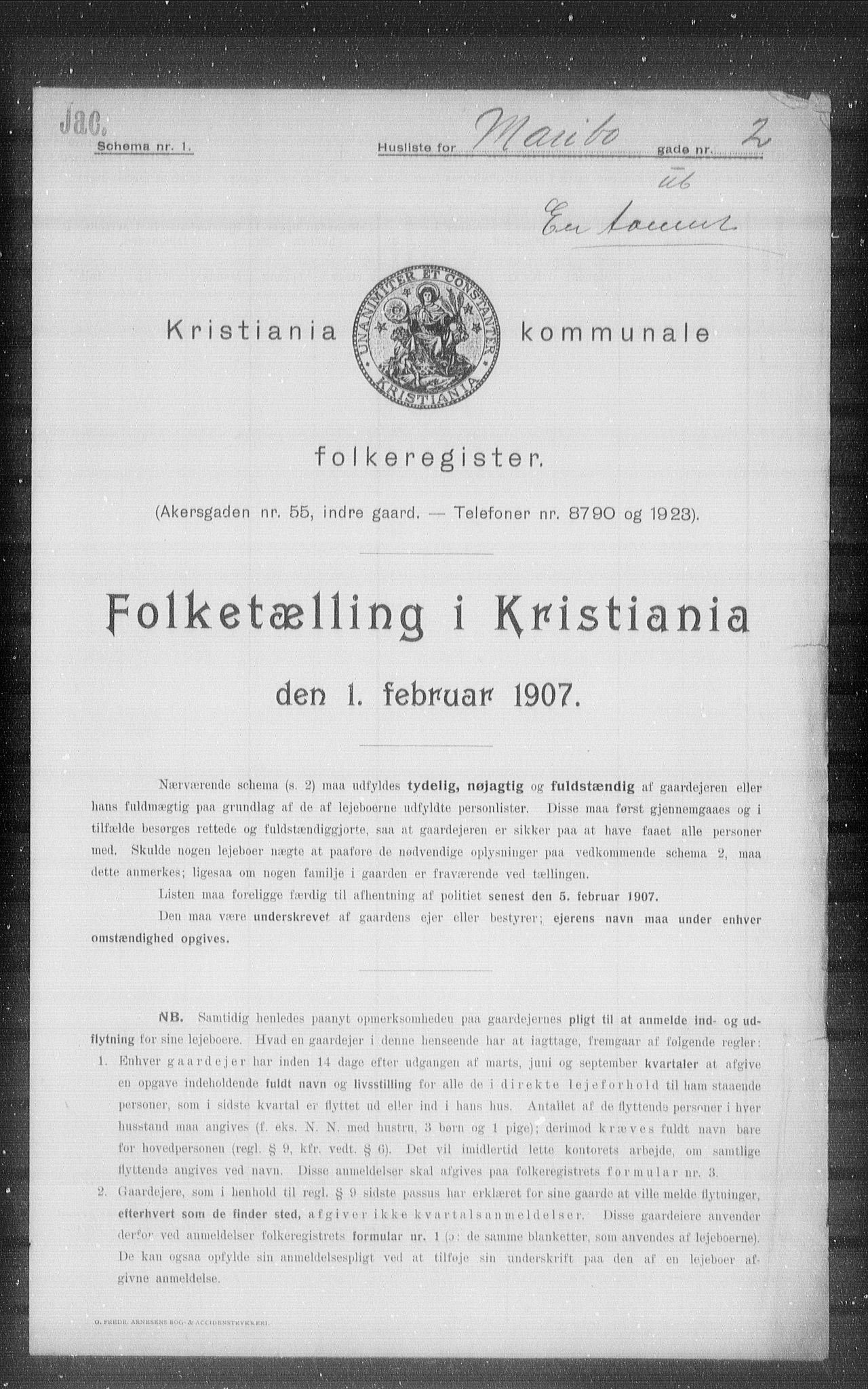 OBA, Kommunal folketelling 1.2.1907 for Kristiania kjøpstad, 1907, s. 30798