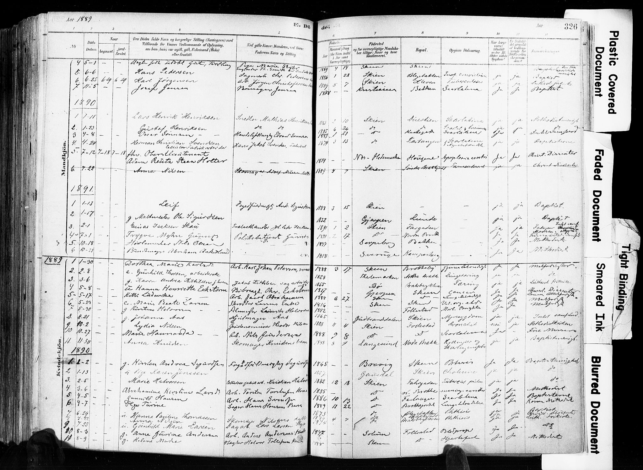 Skien kirkebøker, AV/SAKO-A-302/F/Fa/L0009: Ministerialbok nr. 9, 1878-1890, s. 326
