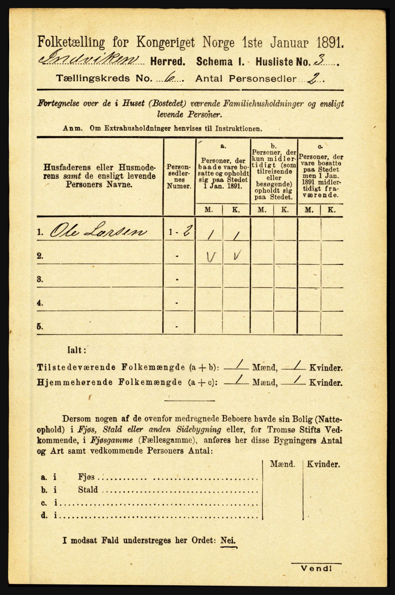 RA, Folketelling 1891 for 1447 Innvik herred, 1891, s. 2194