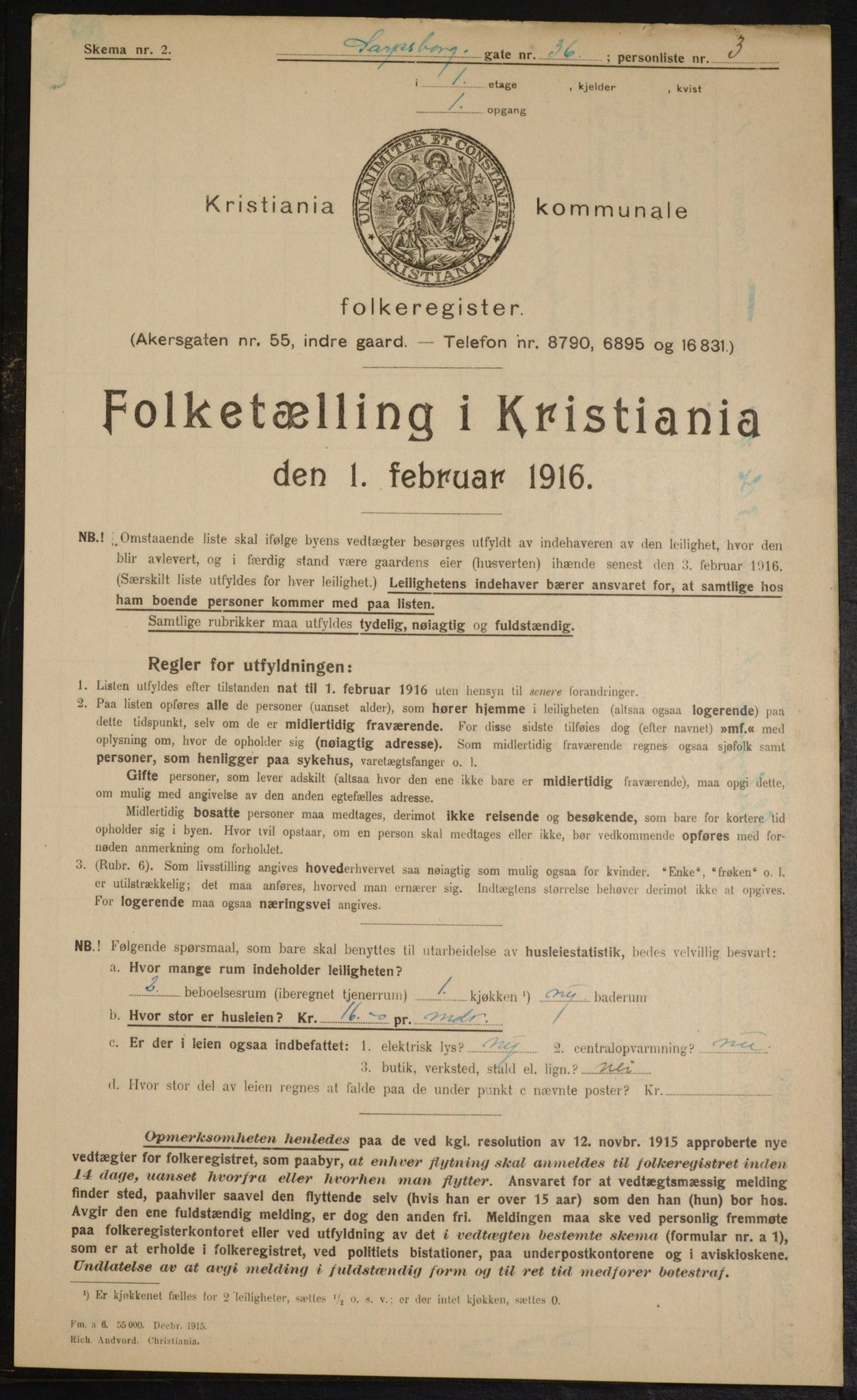 OBA, Kommunal folketelling 1.2.1916 for Kristiania, 1916, s. 91398