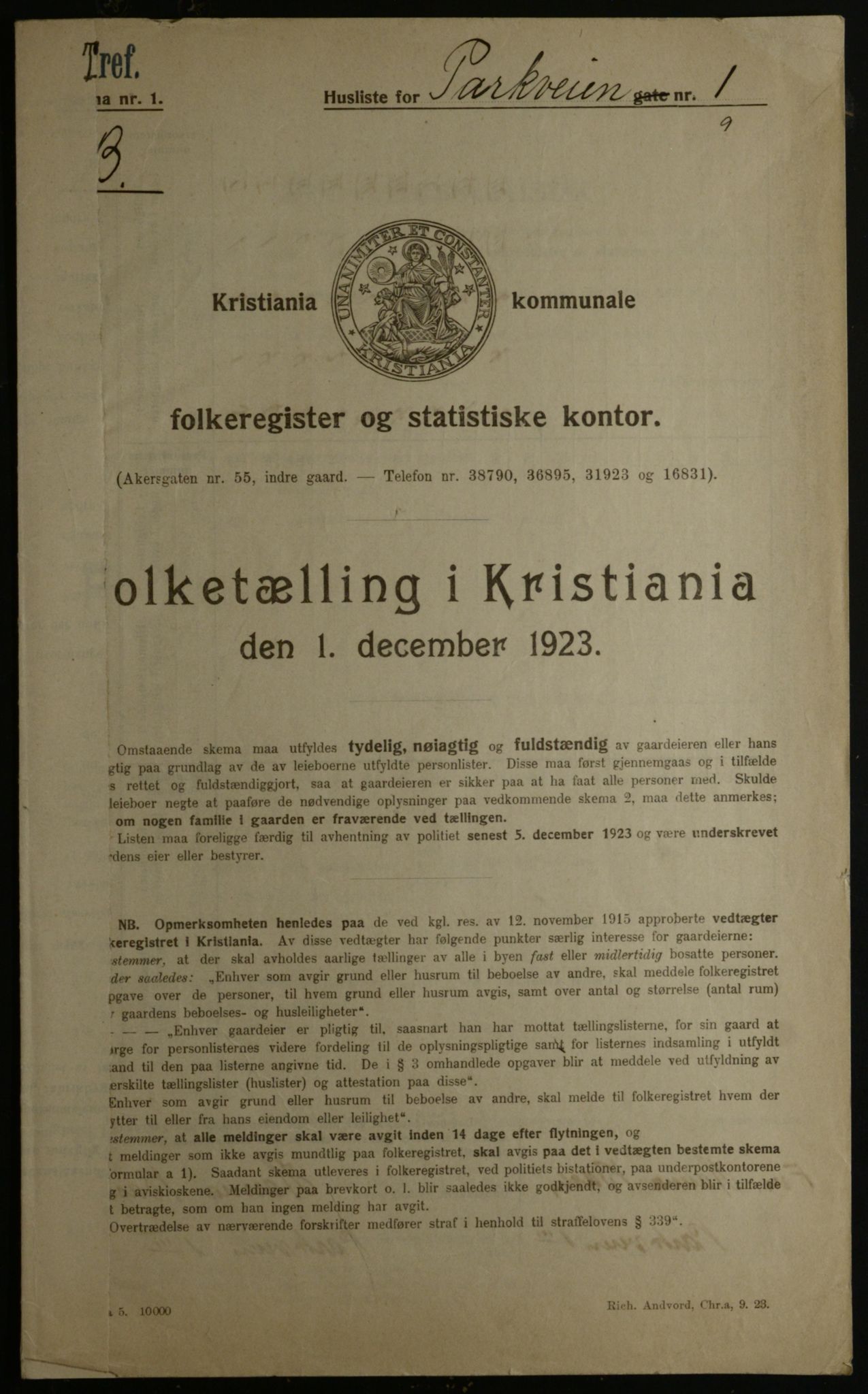 OBA, Kommunal folketelling 1.12.1923 for Kristiania, 1923, s. 85805