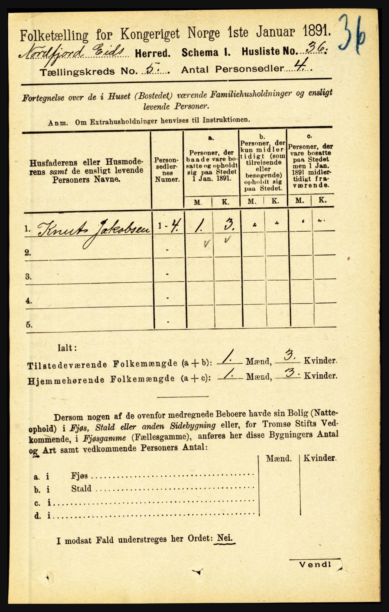 RA, Folketelling 1891 for 1443 Eid herred, 1891, s. 1141