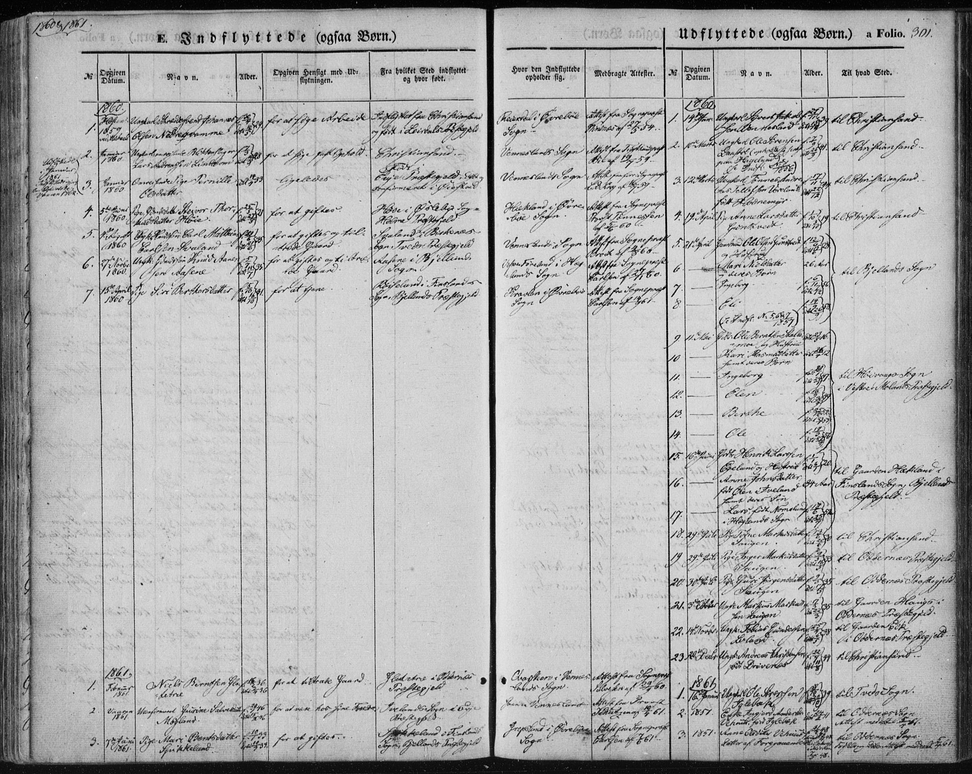 Vennesla sokneprestkontor, AV/SAK-1111-0045/Fa/Fac/L0007: Ministerialbok nr. A 7, 1855-1873, s. 301