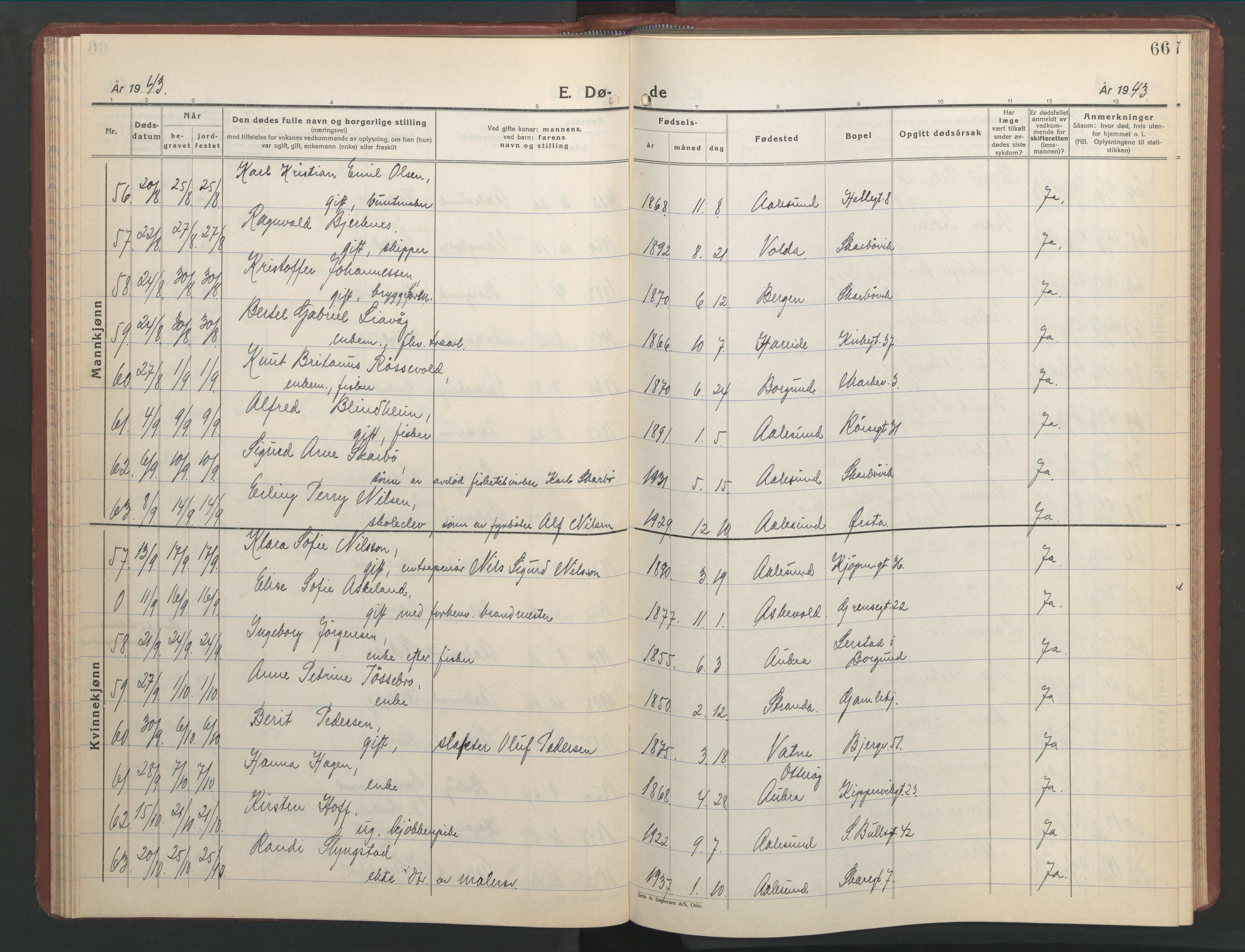 Ministerialprotokoller, klokkerbøker og fødselsregistre - Møre og Romsdal, AV/SAT-A-1454/529/L0478: Klokkerbok nr. 529C15, 1938-1951, s. 66