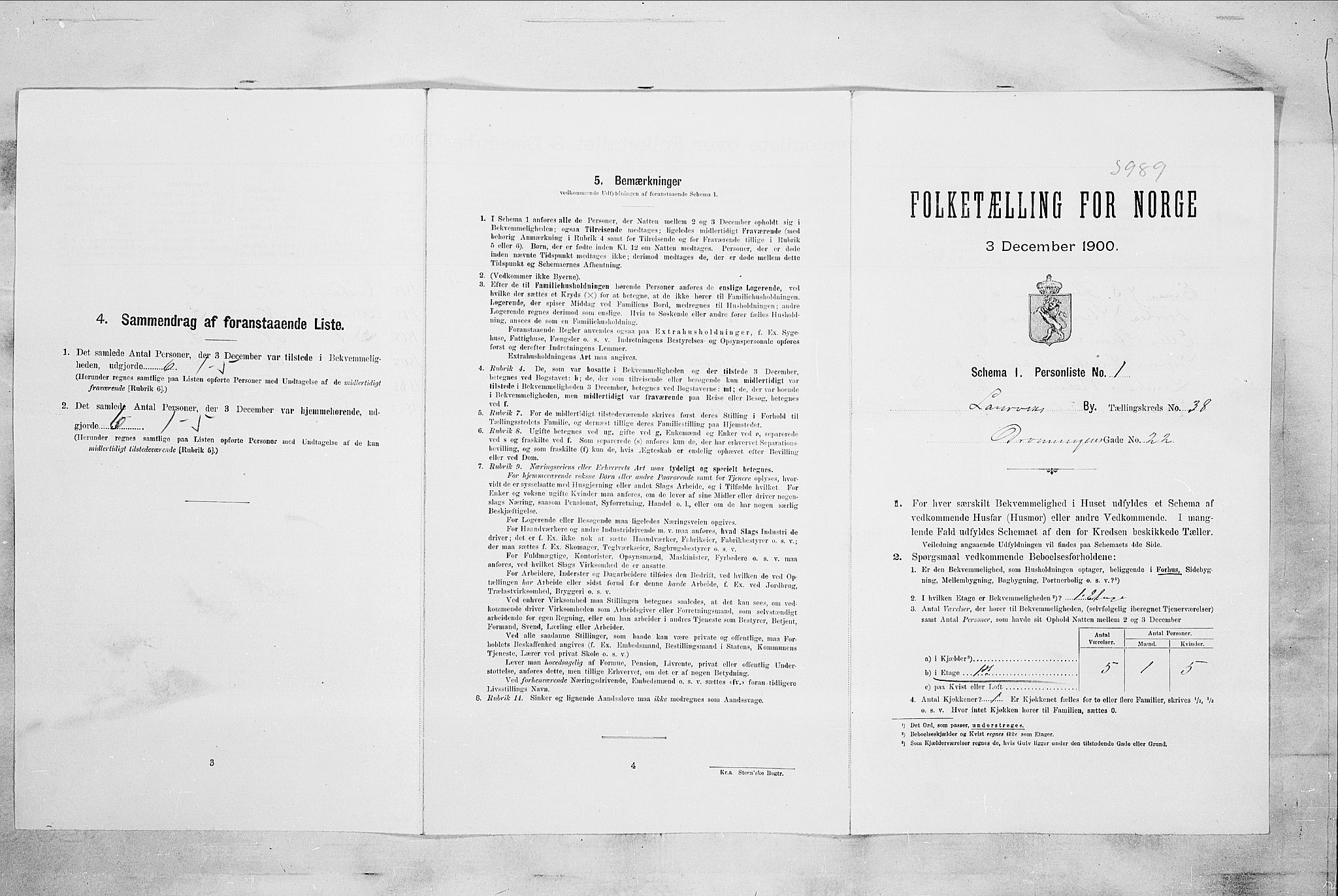 RA, Folketelling 1900 for 0707 Larvik kjøpstad, 1900, s. 4995