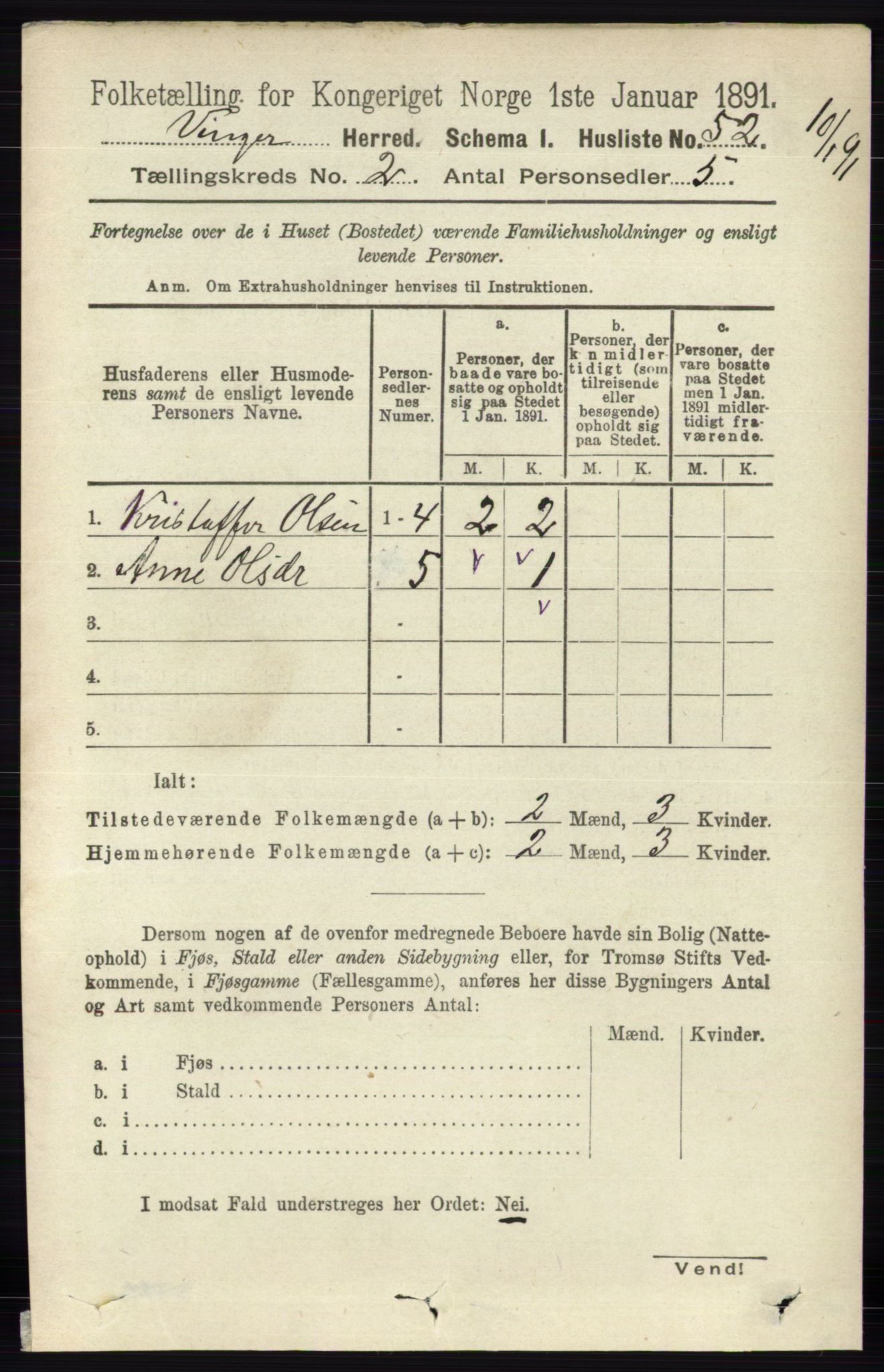 RA, Folketelling 1891 for 0421 Vinger herred, 1891, s. 455