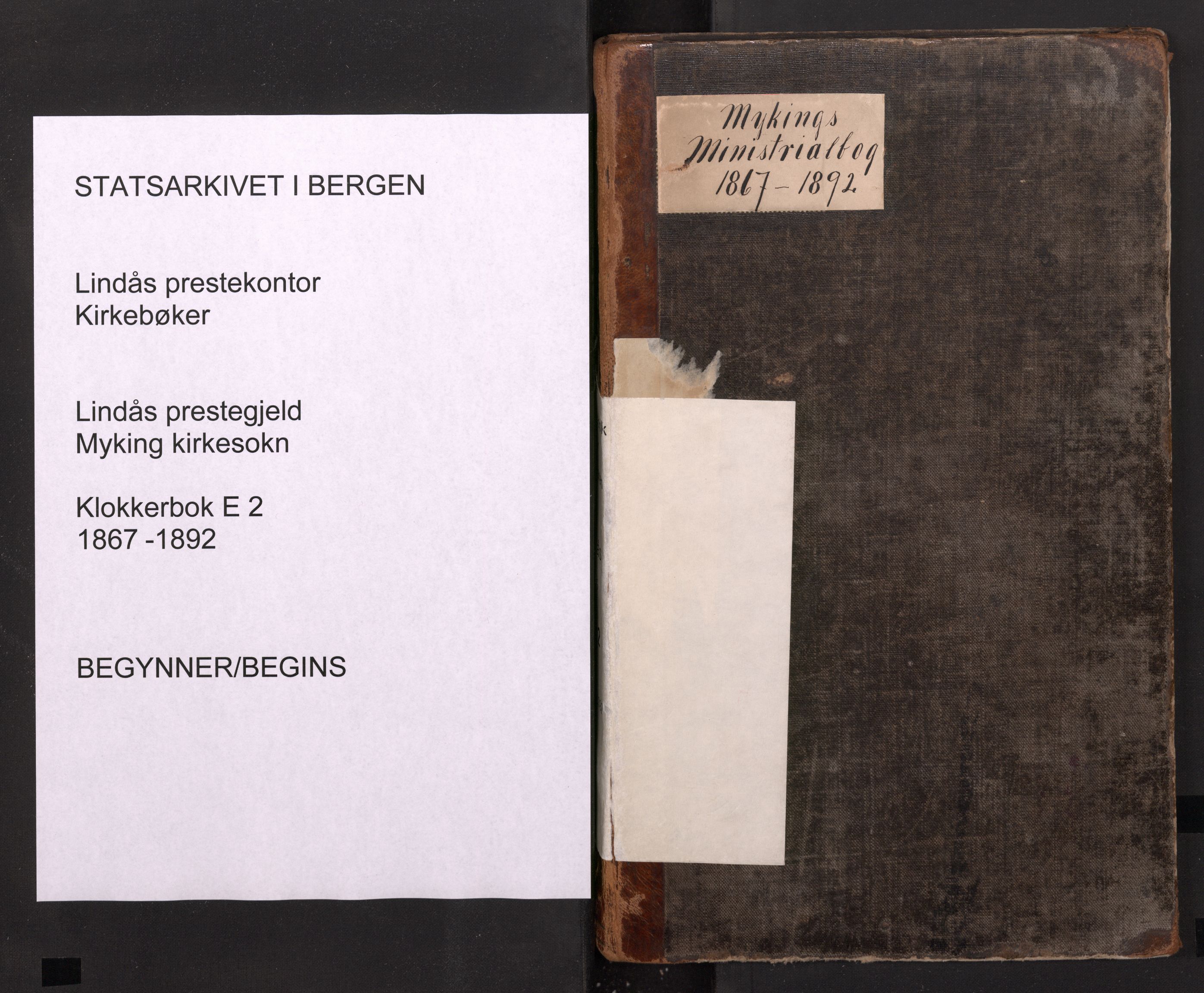 Lindås Sokneprestembete, SAB/A-76701/H/Hab: Klokkerbok nr. E 2, 1867-1892