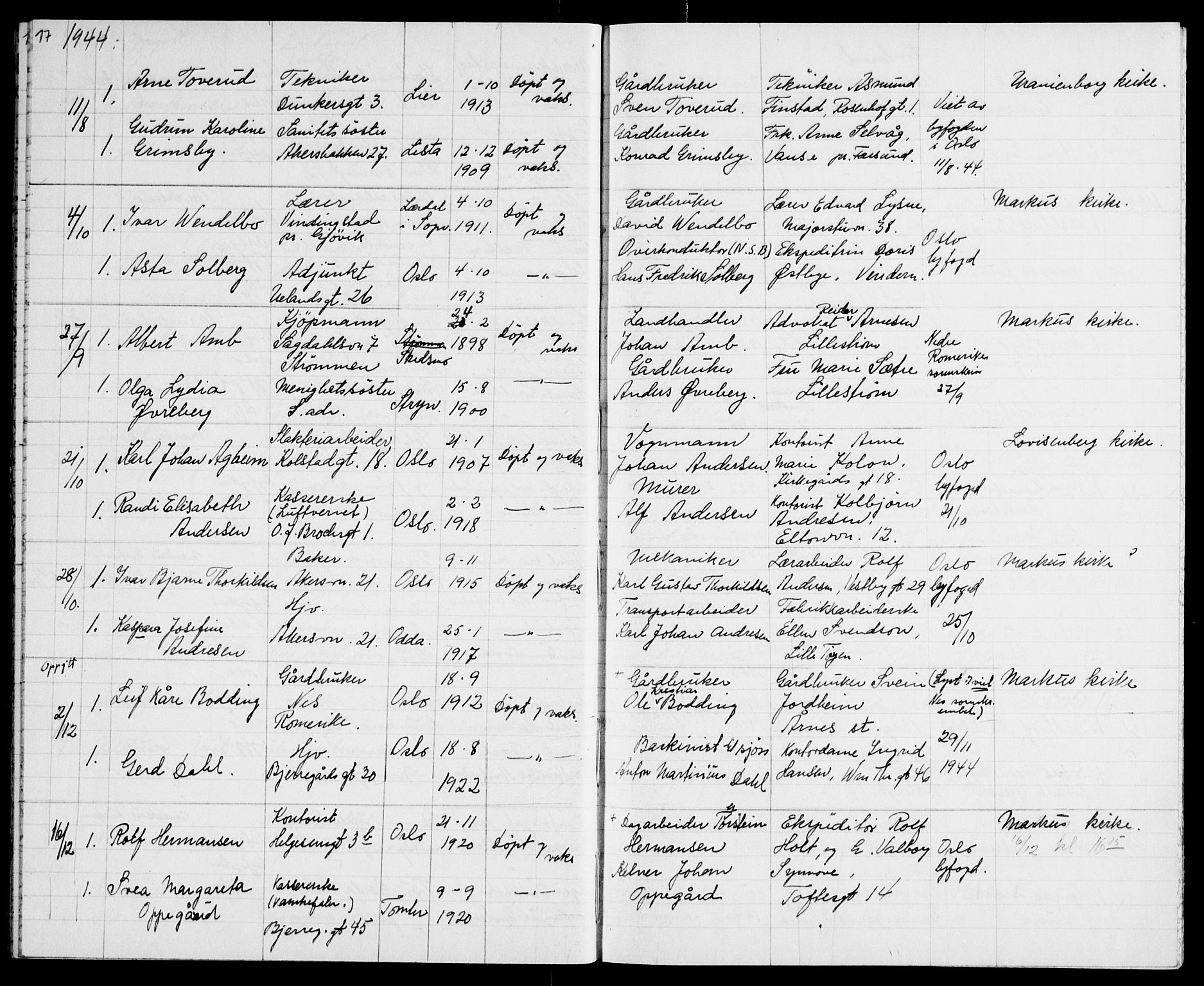 Gamle Aker prestekontor Kirkebøker, AV/SAO-A-10617a/F/L0023: Ministerialbok nr. 23, 1942-1946, s. 17