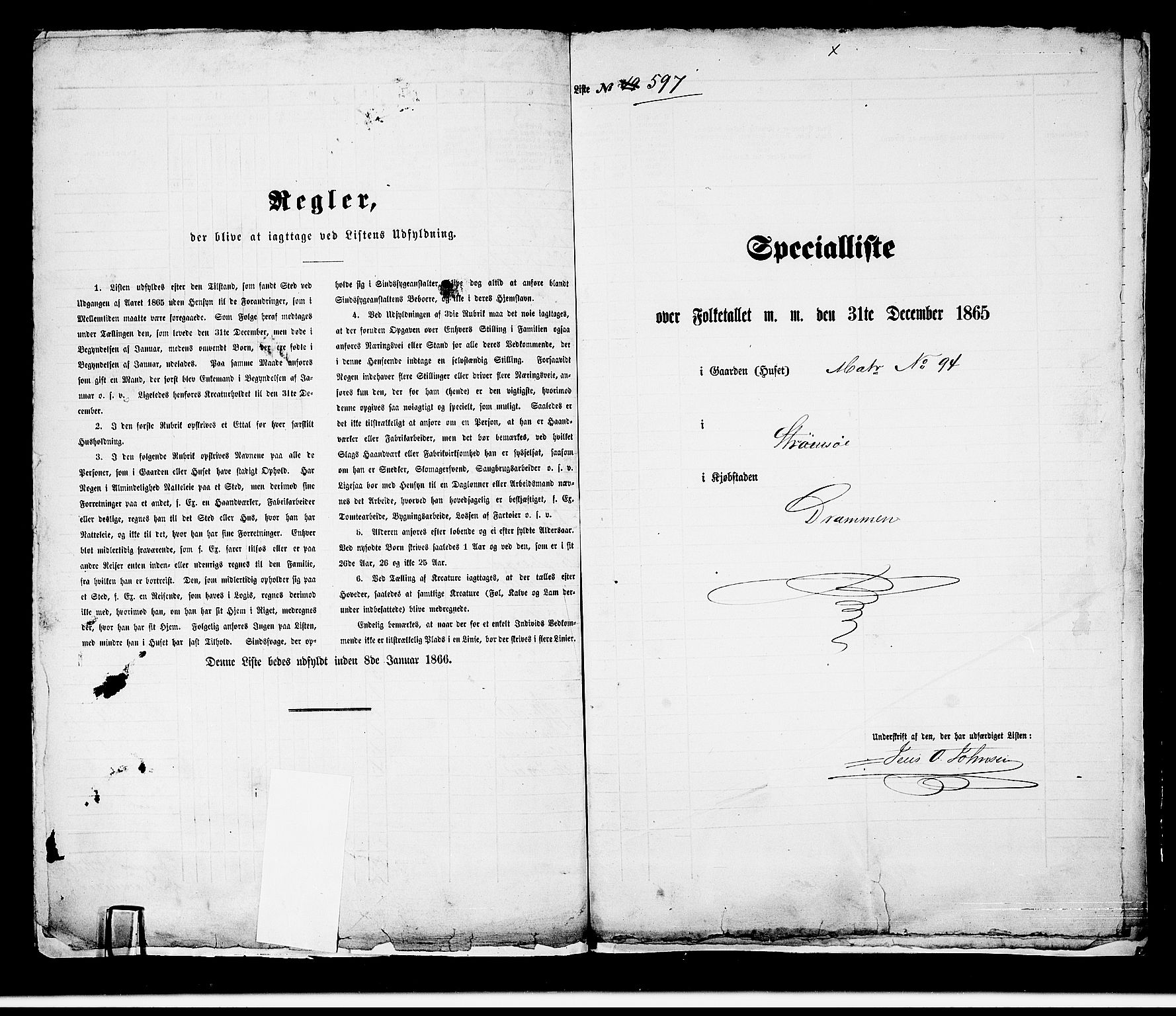 RA, Folketelling 1865 for 0602bP Strømsø prestegjeld i Drammen kjøpstad, 1865, s. 5
