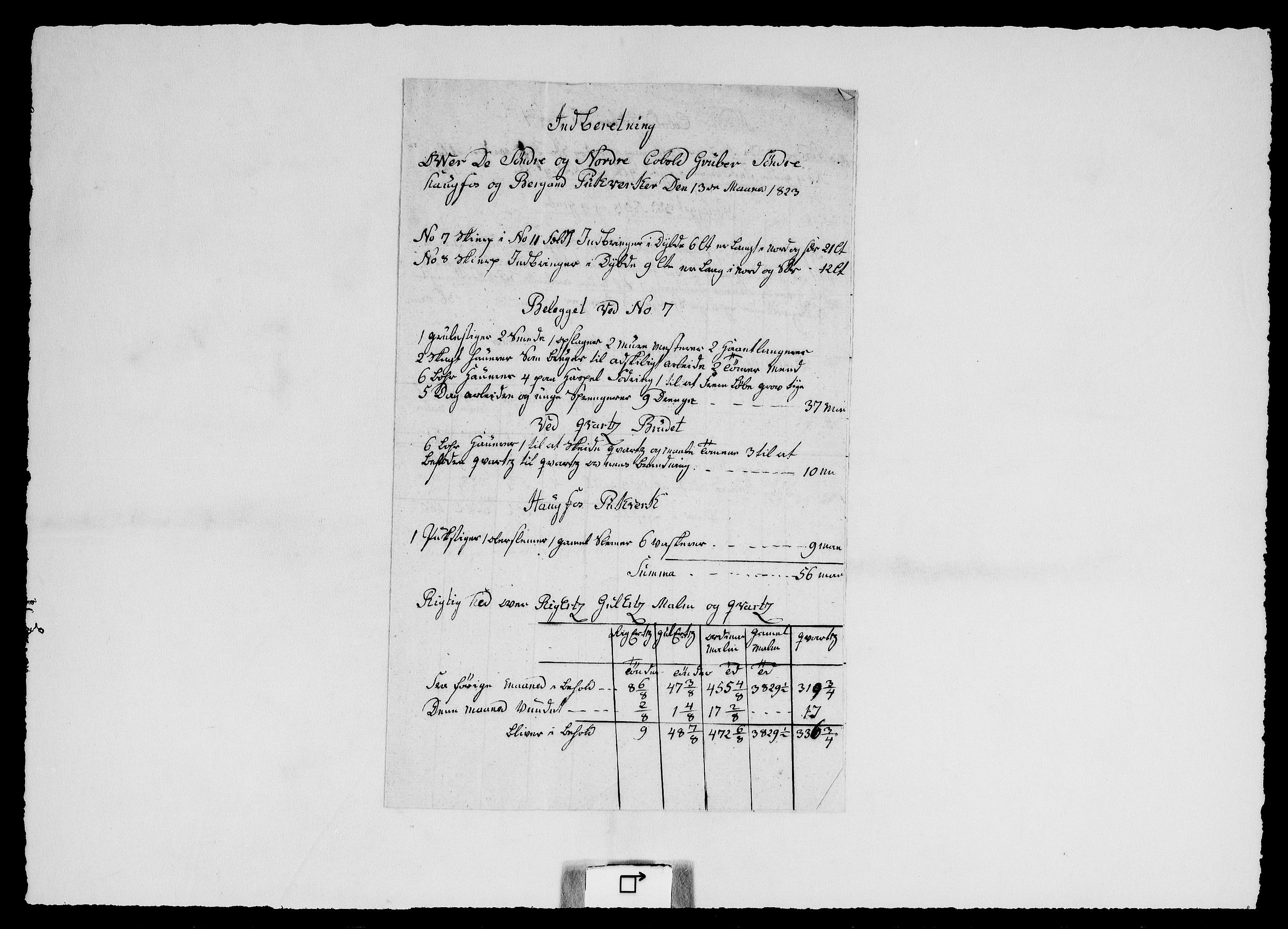 Modums Blaafarveværk, AV/RA-PA-0157/G/Ge/L0316/0002: -- / Rapporter over produksjonen ved gruver og pukkverker(Indberetninger fra gruver og pukkverker), 1823-1837, s. 6