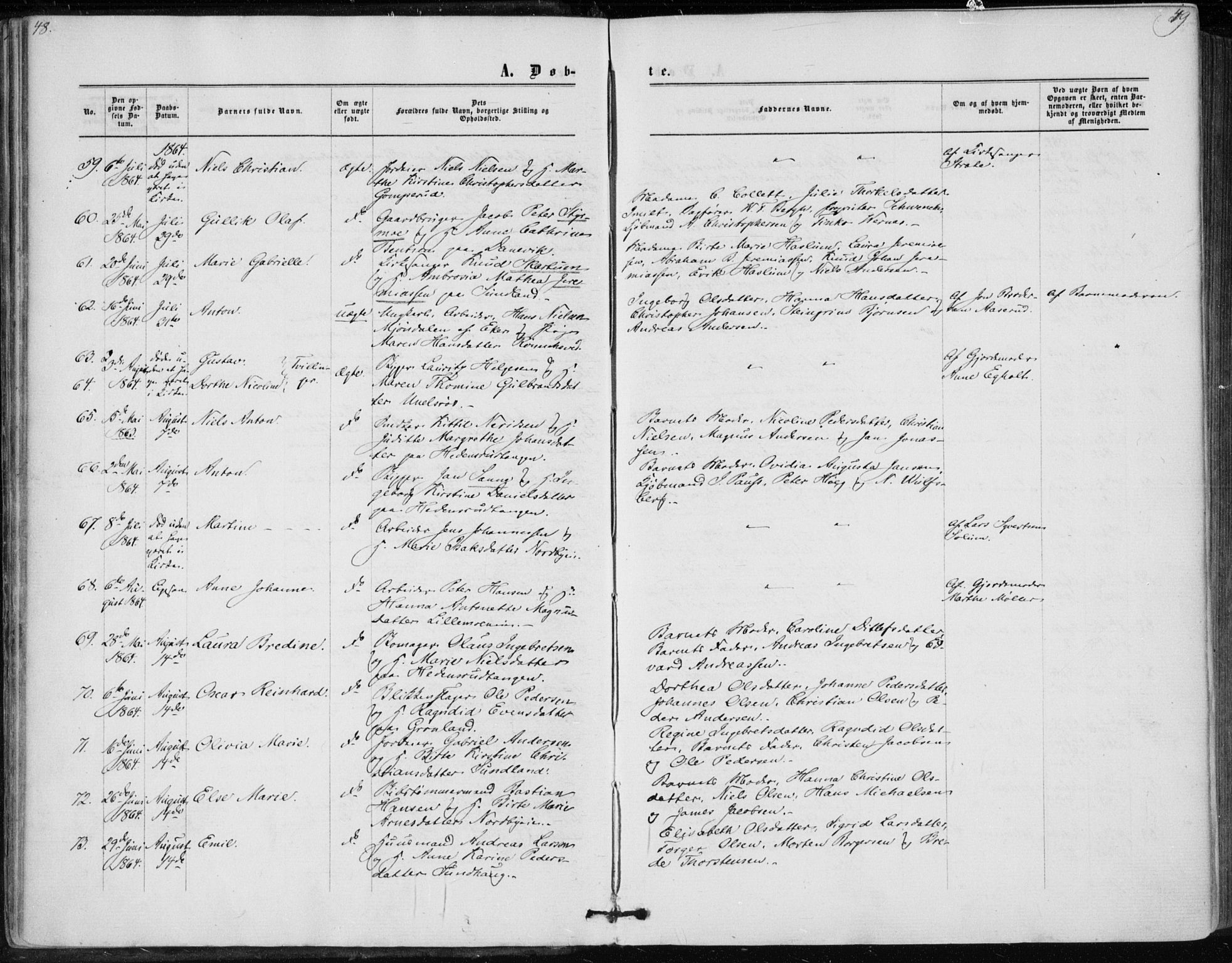 Skoger kirkebøker, AV/SAKO-A-59/F/Fa/L0004: Ministerialbok nr. I 4, 1862-1872, s. 48-49