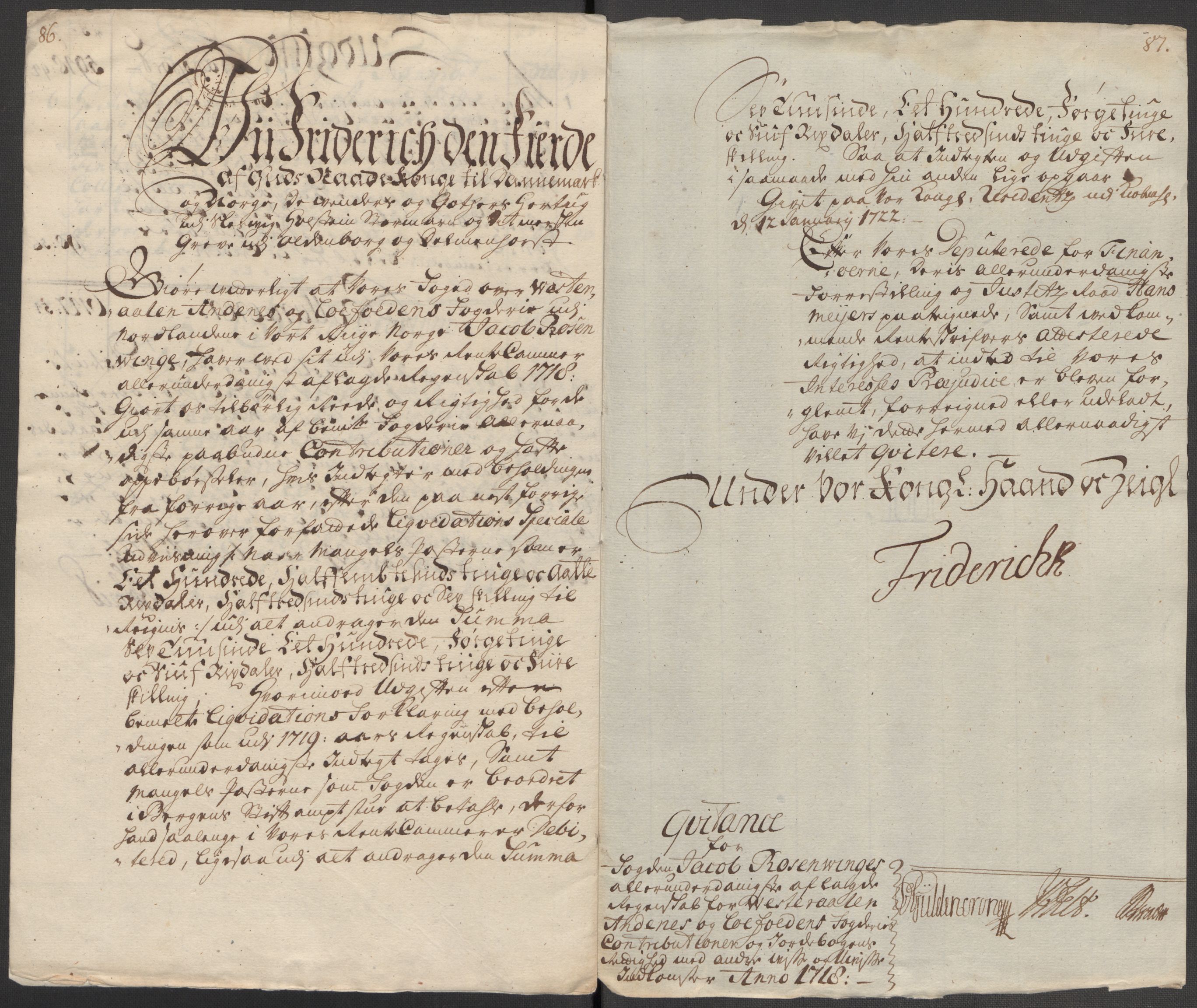 Rentekammeret inntil 1814, Reviderte regnskaper, Fogderegnskap, AV/RA-EA-4092/R67/L4684: Fogderegnskap Vesterålen, Andenes og Lofoten, 1718, s. 24