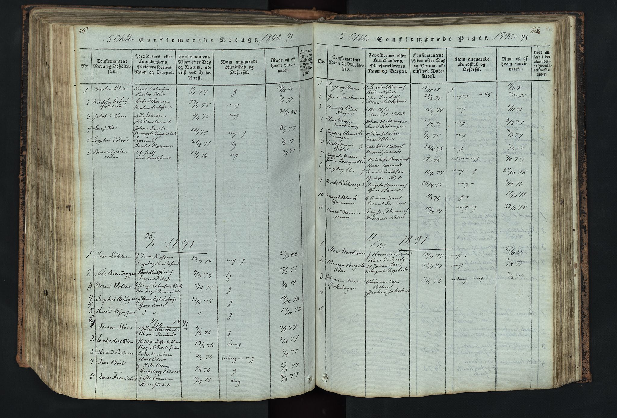 Kvikne prestekontor, AV/SAH-PREST-064/H/Ha/Hab/L0001: Klokkerbok nr. 1, 1815-1895, s. 561-562