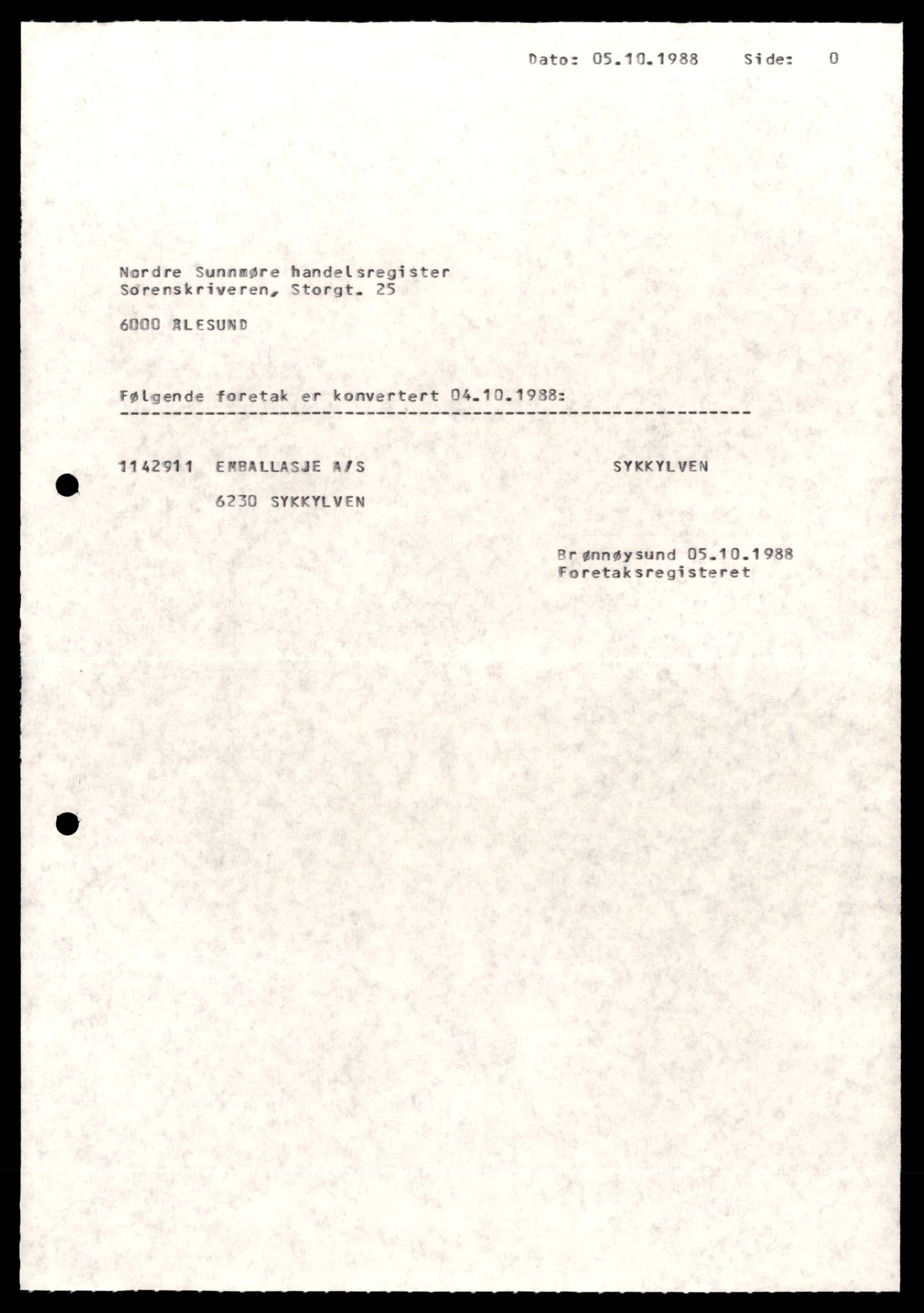 Nordre Sunnmøre sorenskriveri, SAT/A-0006/2/J/Jd/Jde/L0025: Bilag. Aksjeselskap, E-F, 1944-1990, s. 1