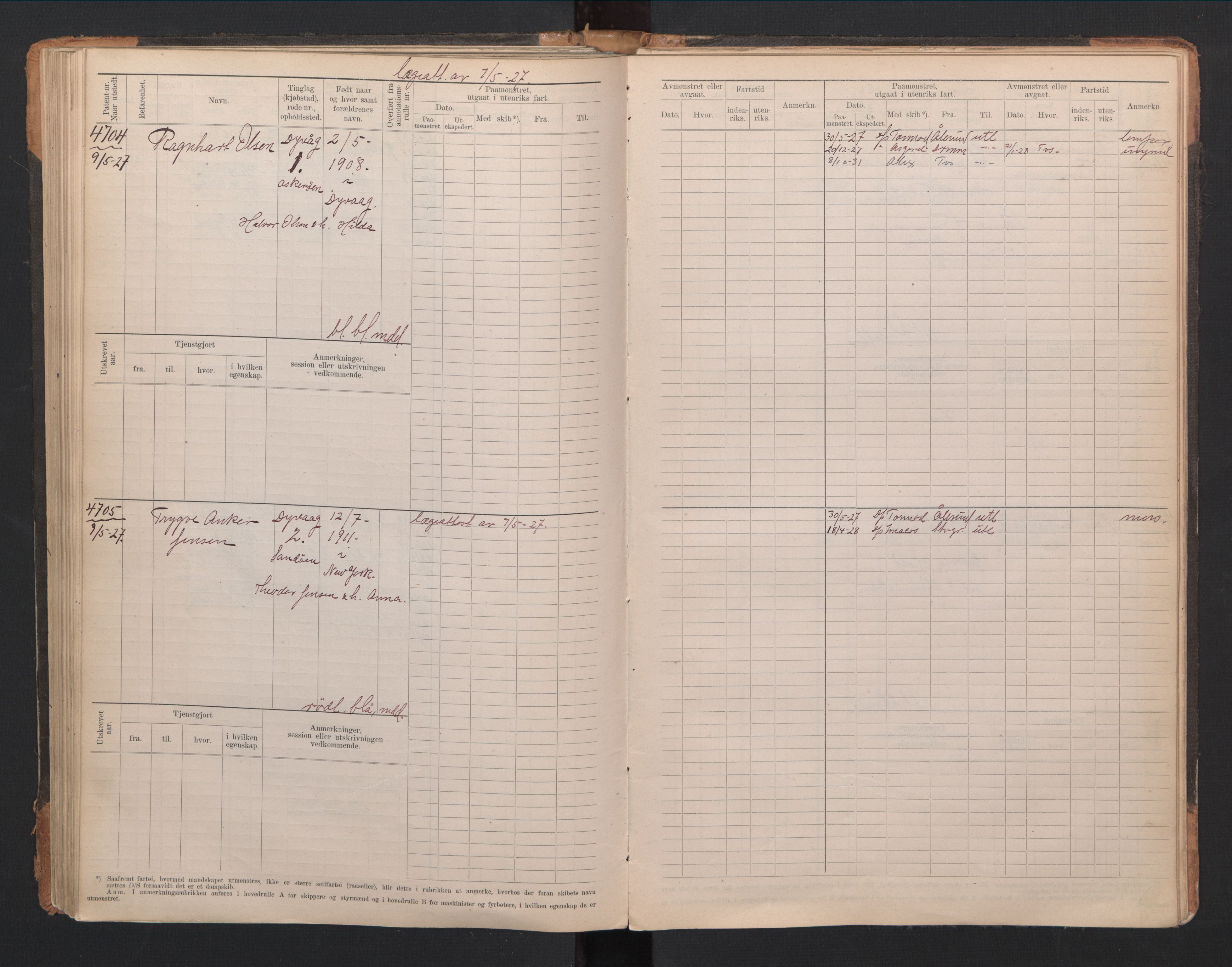 Tvedestrand mønstringskrets, AV/SAK-2031-0011/F/Fb/L0021: Hovedrulle A nr 4410-4797, U-37, 1918-1930, s. 158