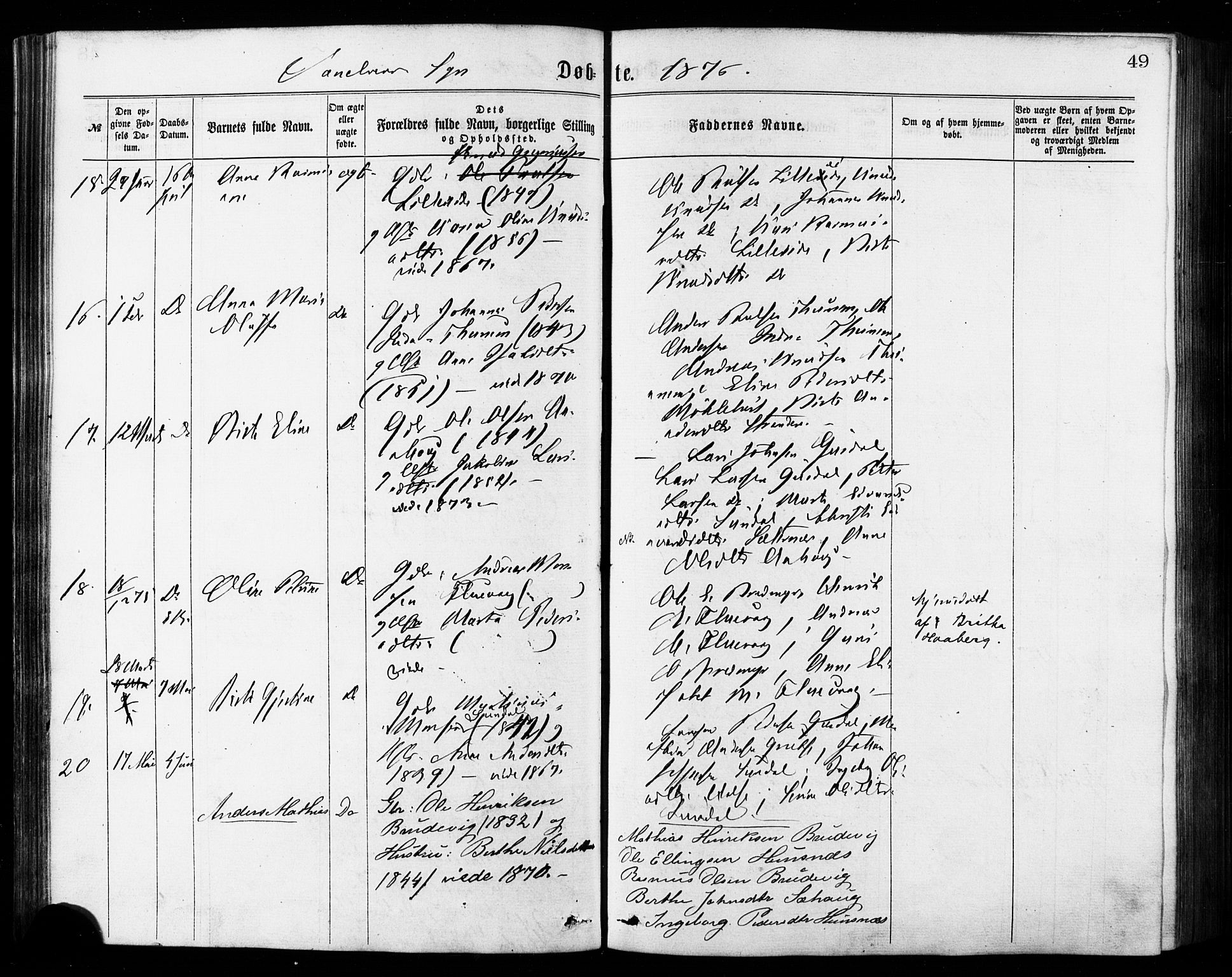 Ministerialprotokoller, klokkerbøker og fødselsregistre - Møre og Romsdal, AV/SAT-A-1454/501/L0007: Ministerialbok nr. 501A07, 1868-1884, s. 49