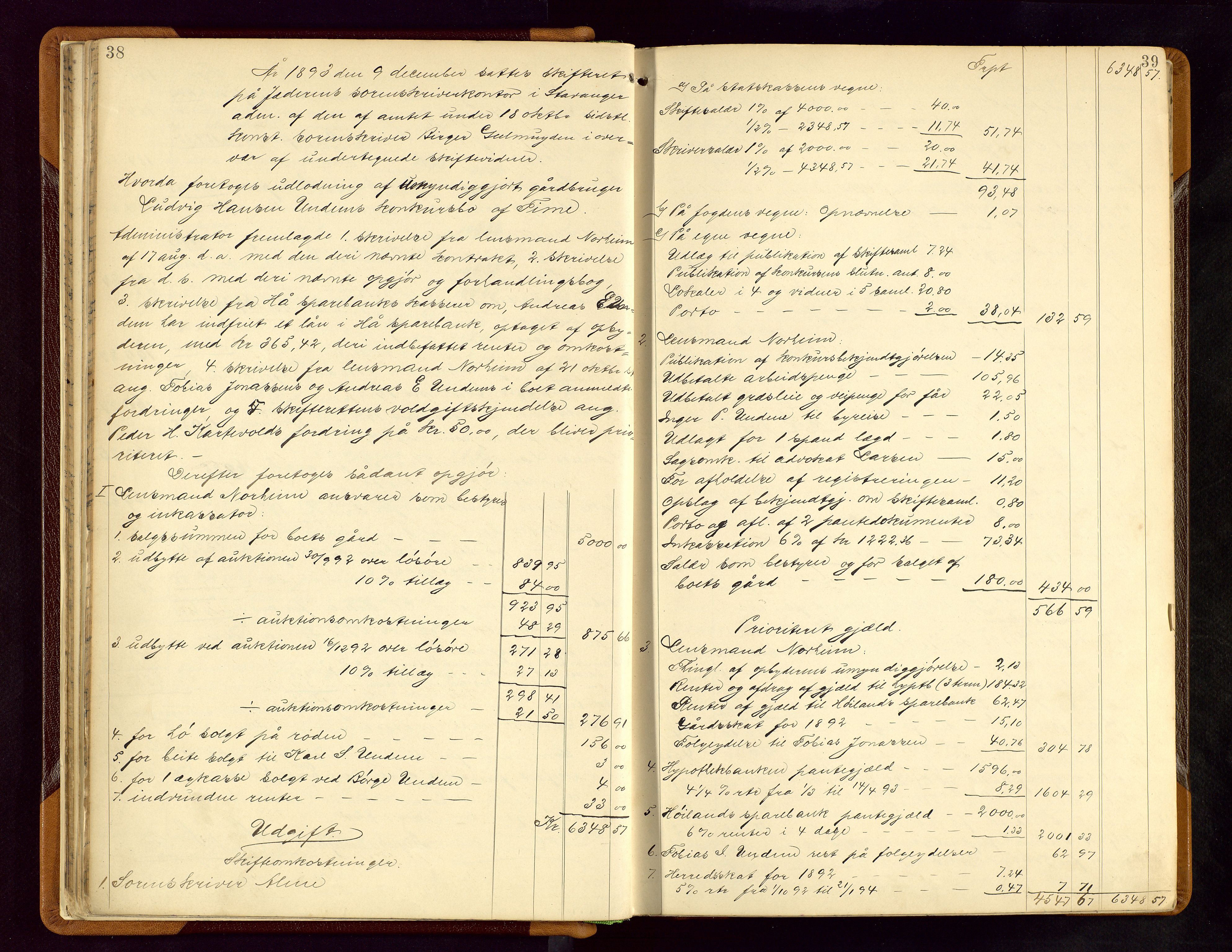 Jæren sorenskriveri, AV/SAST-A-100310/01/5/50/50BB/L0005: SKIFTEUTLODNINGSPROTOKOLL, 1893-1900, s. 38-39