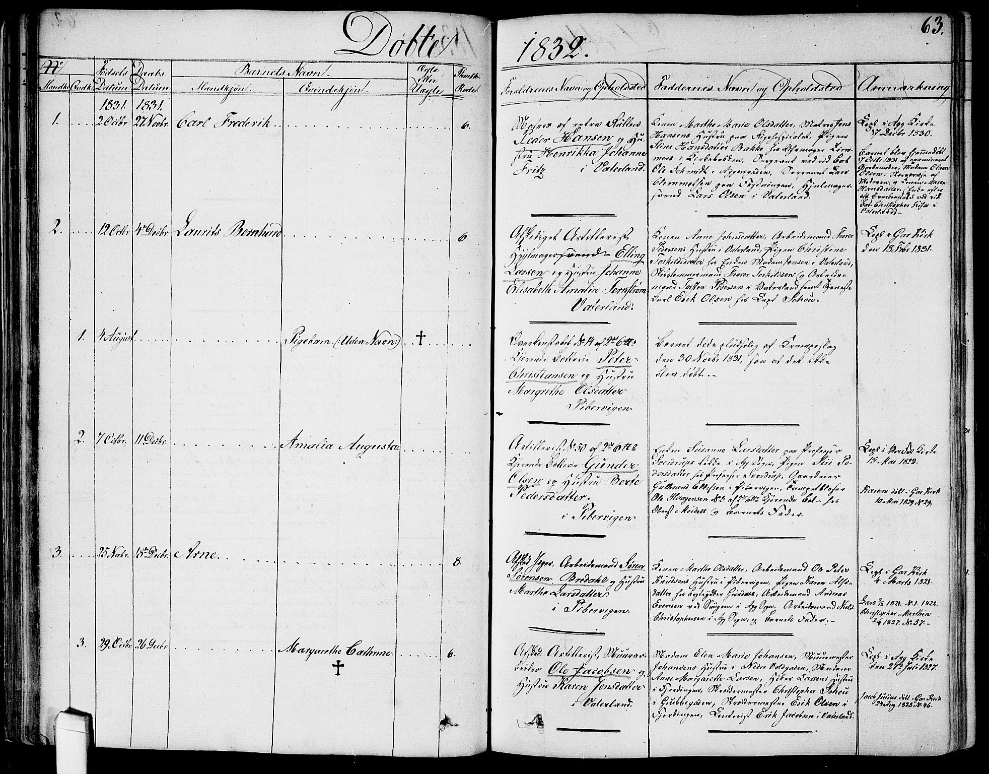 Garnisonsmenigheten Kirkebøker, AV/SAO-A-10846/G/Ga/L0004: Klokkerbok nr. 4, 1828-1840, s. 63