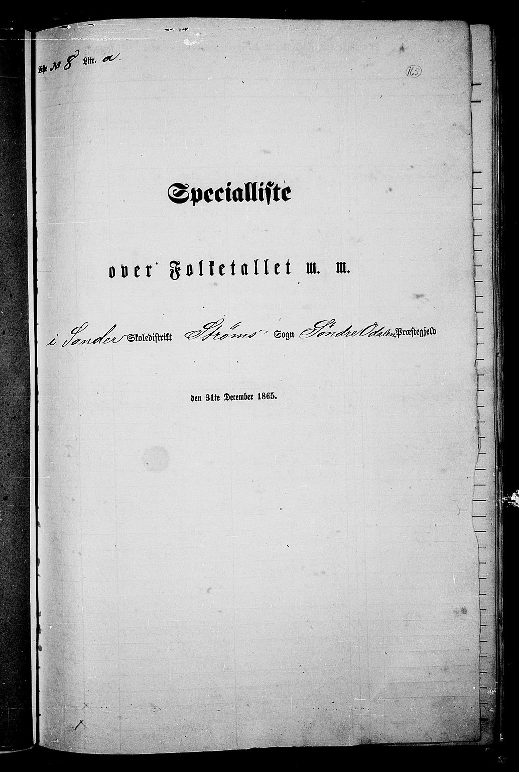 RA, Folketelling 1865 for 0419P Sør-Odal prestegjeld, 1865, s. 145