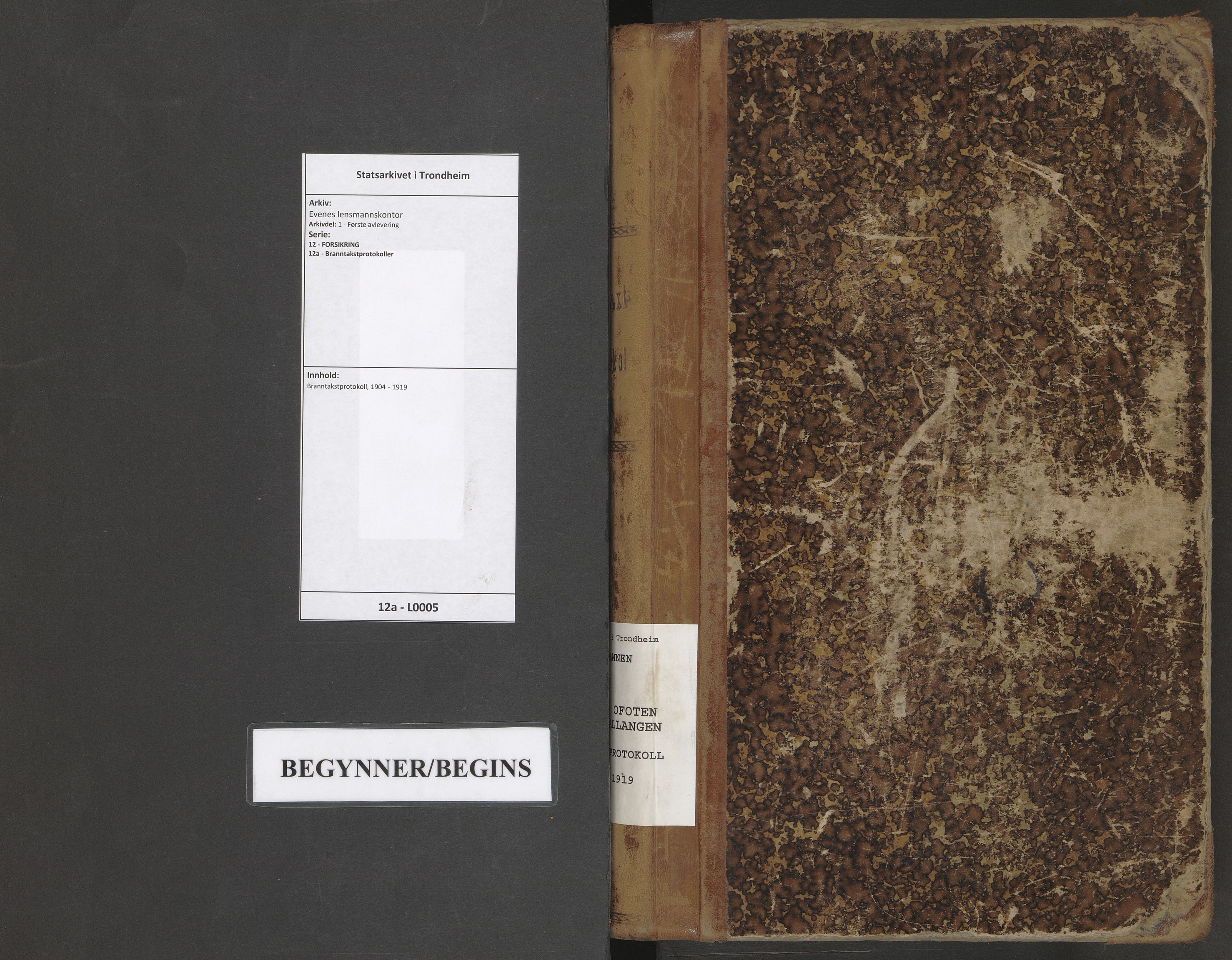 Evenes lensmannskontor, AV/SAT-A-5684/1/12/12a/L0005: Branntakstprotokoll, 1904-1919