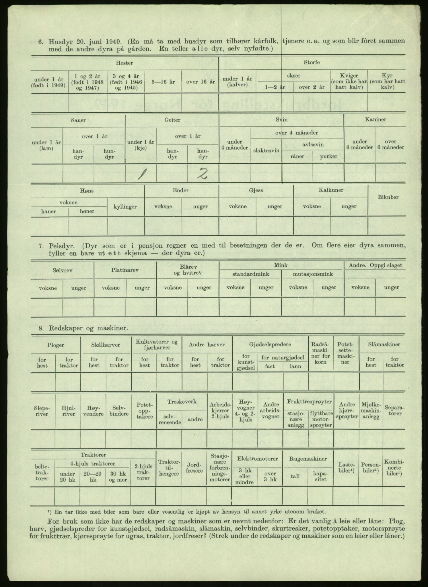 Statistisk sentralbyrå, Næringsøkonomiske emner, Jordbruk, skogbruk, jakt, fiske og fangst, AV/RA-S-2234/G/Gc/L0438: Troms: Salangen og Bardu, 1949, s. 8