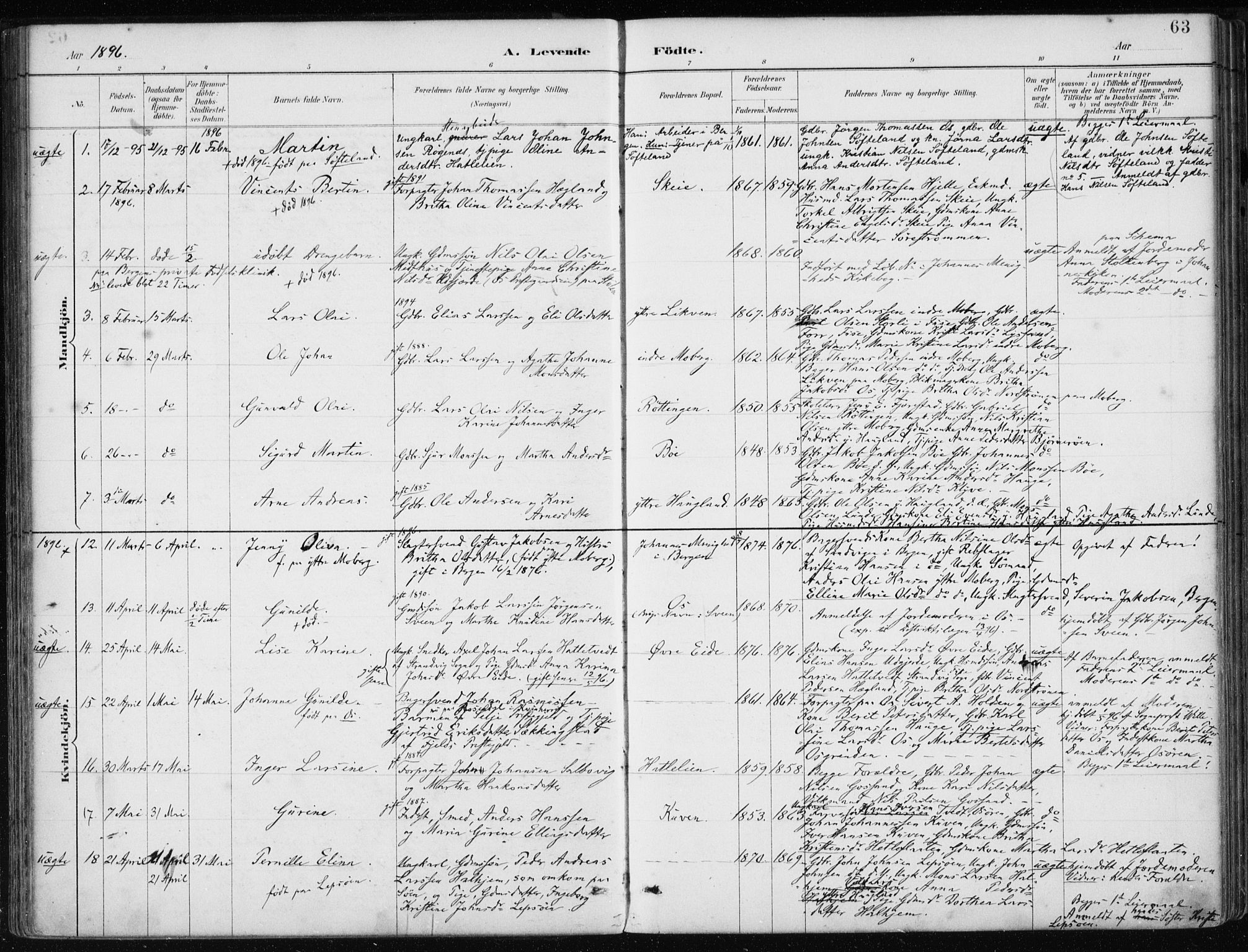 Os sokneprestembete, AV/SAB-A-99929: Ministerialbok nr. B 1, 1885-1902, s. 63