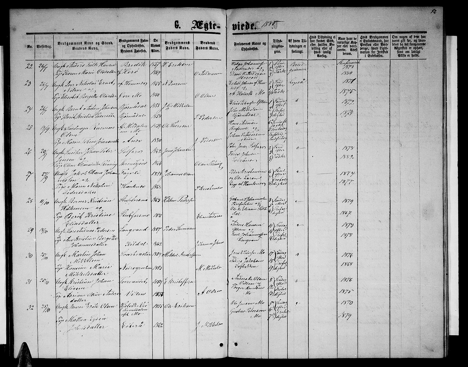 Ministerialprotokoller, klokkerbøker og fødselsregistre - Nordland, AV/SAT-A-1459/827/L0417: Klokkerbok nr. 827C06, 1864-1886, s. 52