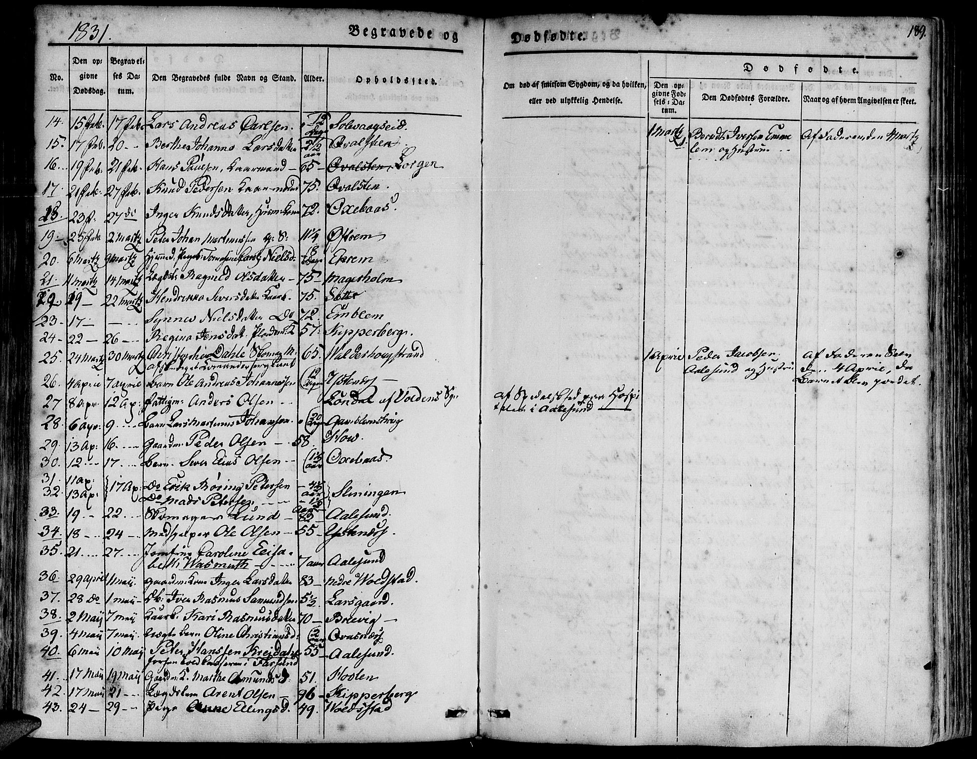 Ministerialprotokoller, klokkerbøker og fødselsregistre - Møre og Romsdal, AV/SAT-A-1454/528/L0395: Ministerialbok nr. 528A06, 1828-1839, s. 189